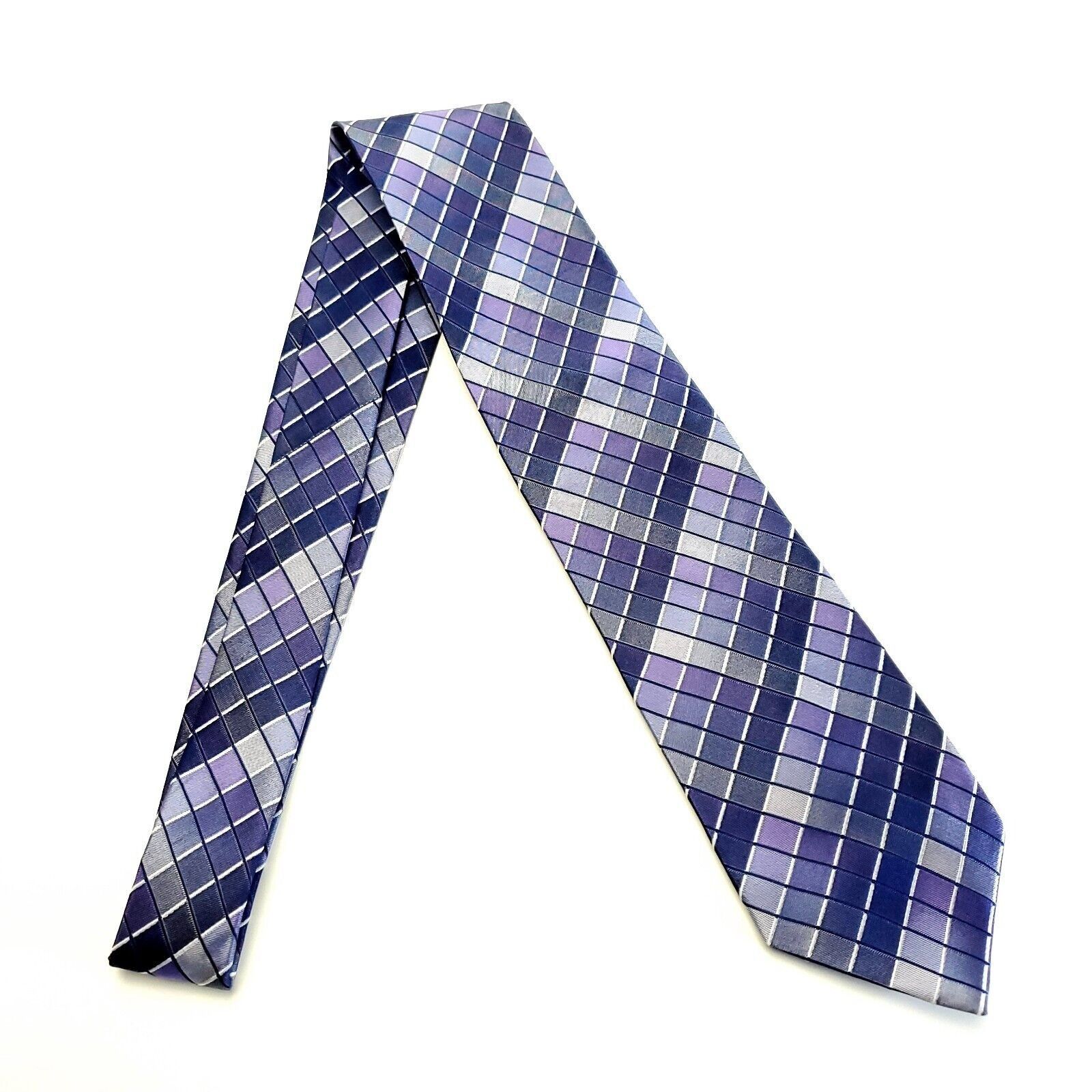 Calvin Klein Calvin Klein Purple Check Plaid Silk Tie Size ONE SIZE - 6 Thumbnail