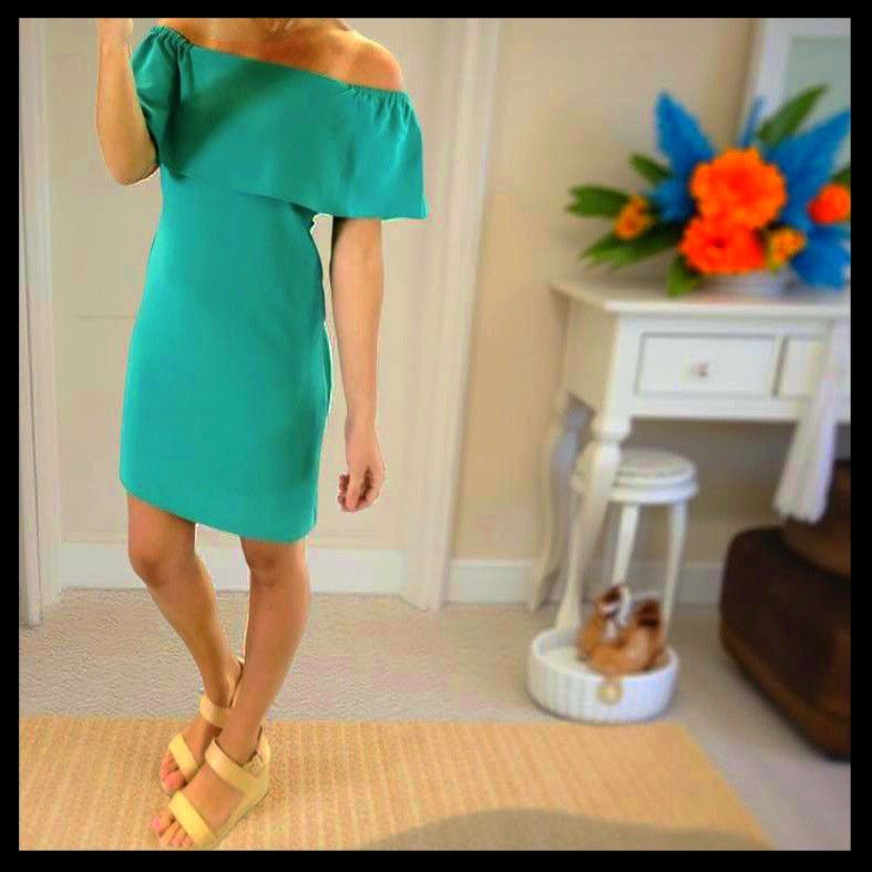 Other Charles Henry XS Teal Off Shoulder Dress Size XS / US 0-2 / IT 36-38 - 3 Thumbnail