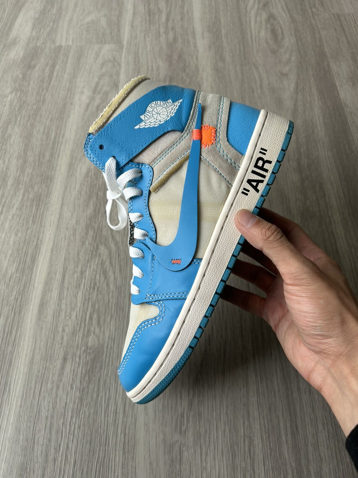 Jordan Brand × Off-White Off-White X Air Jordan 1 High OG UNC Size 8.5 Size US 8.5 / EU 41-42 - 12 Thumbnail