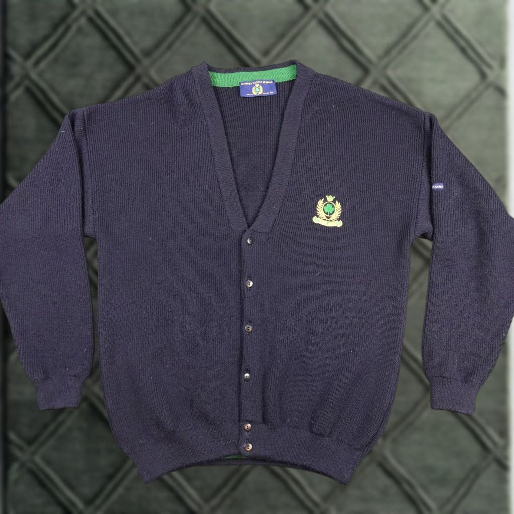 Vintage Blarney Castle Designs Sweater Mens XL Navy Cardigan V Neck Irish Crest Logo Size US XL / EU 56 / 4 - 1 Thumbnail