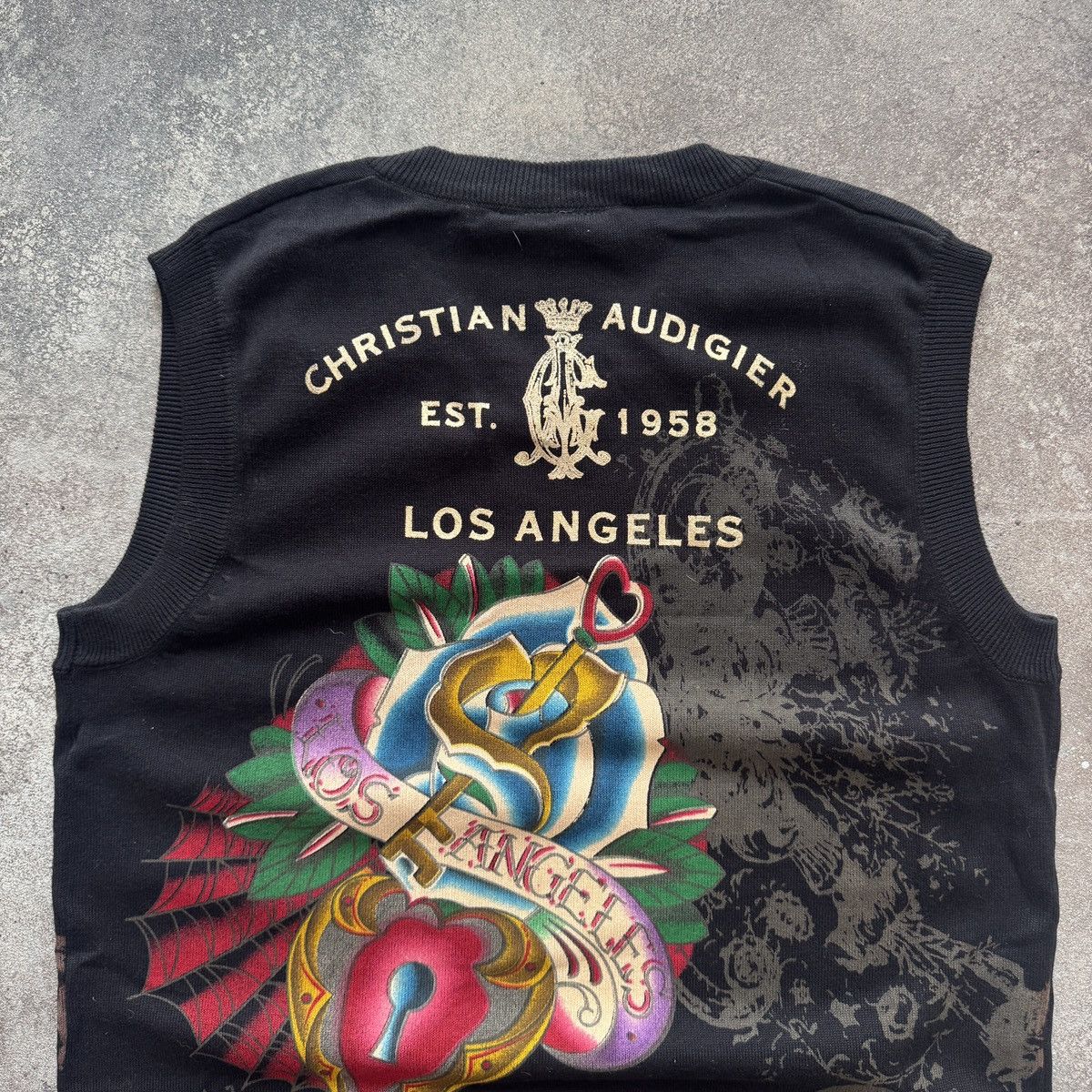 Ed Hardy Christian Audigier (Ed Hardy) Y2K Rhinestones Sweater Vest Size US XL / EU 56 / 4 - 6 Thumbnail