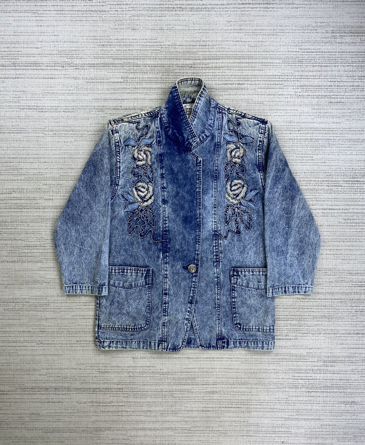 If Six Was Nine × Japanese Brand × Vintage Vintage Mireille Acid Wash Embroidery Blazer Jacket Size L / US 10 / IT 46 - 5 Thumbnail