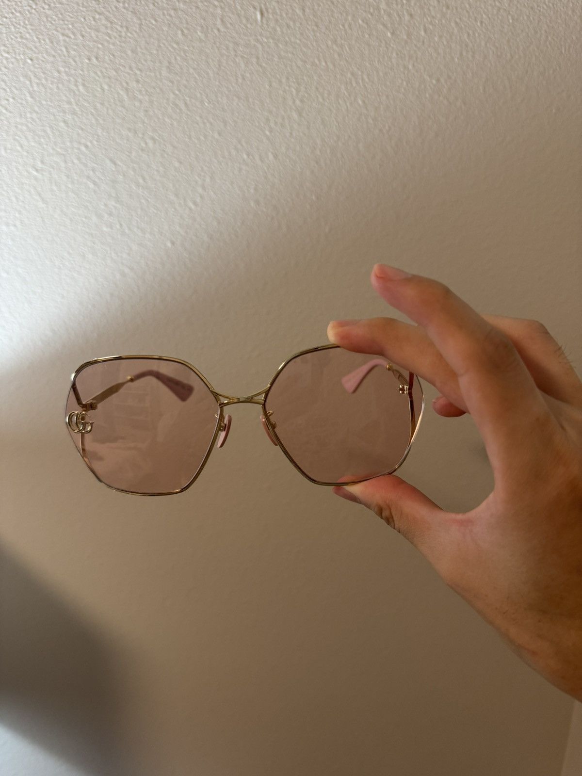 Gucci Gucci Pink & Gold Hexagonal Sunglasses Size ONE SIZE - 2 Thumbnail
