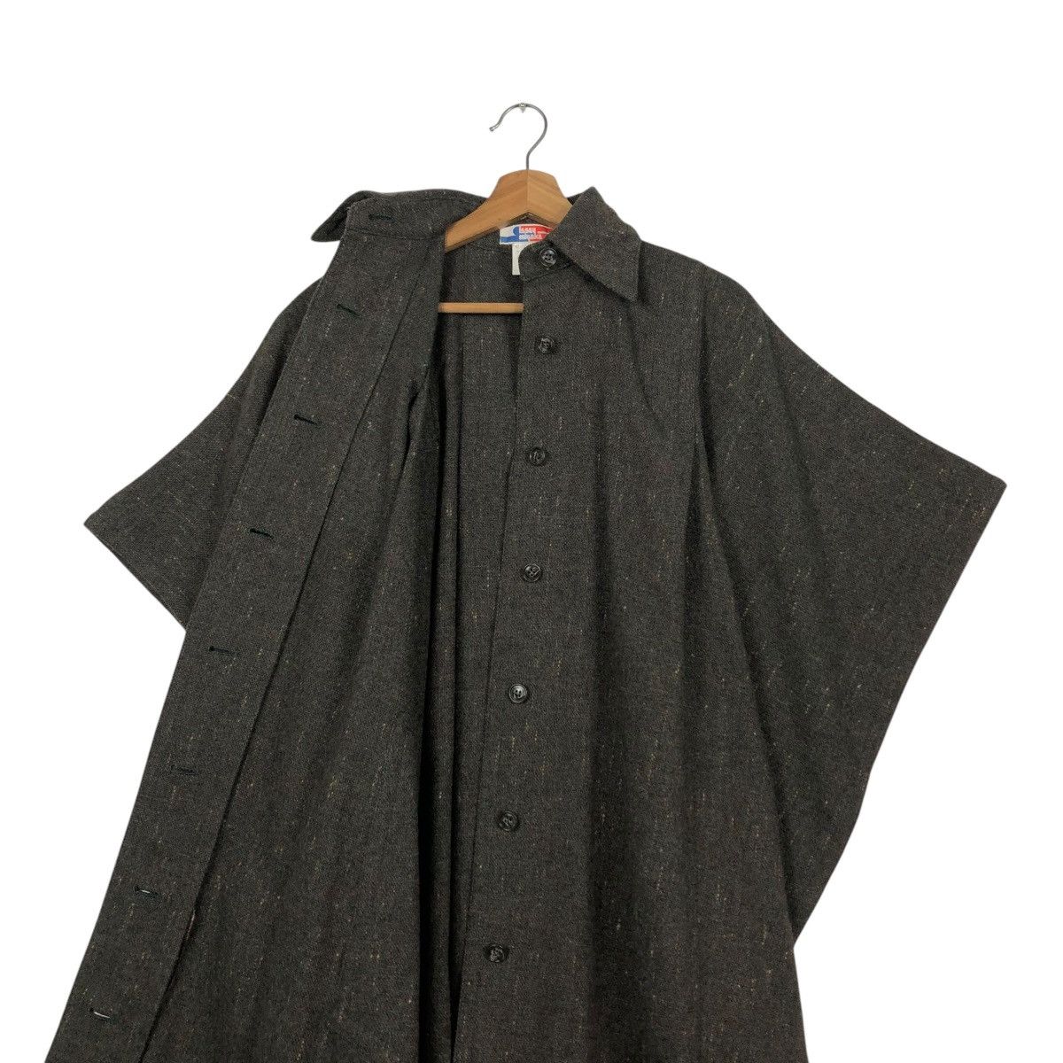 Issey Miyake 🔥VINTAGE 70’s ISSEY MIYAKE WOOL HERRINGBONE LONG CLOAKS Size US L / EU 52-54 / 3 - 10 Thumbnail