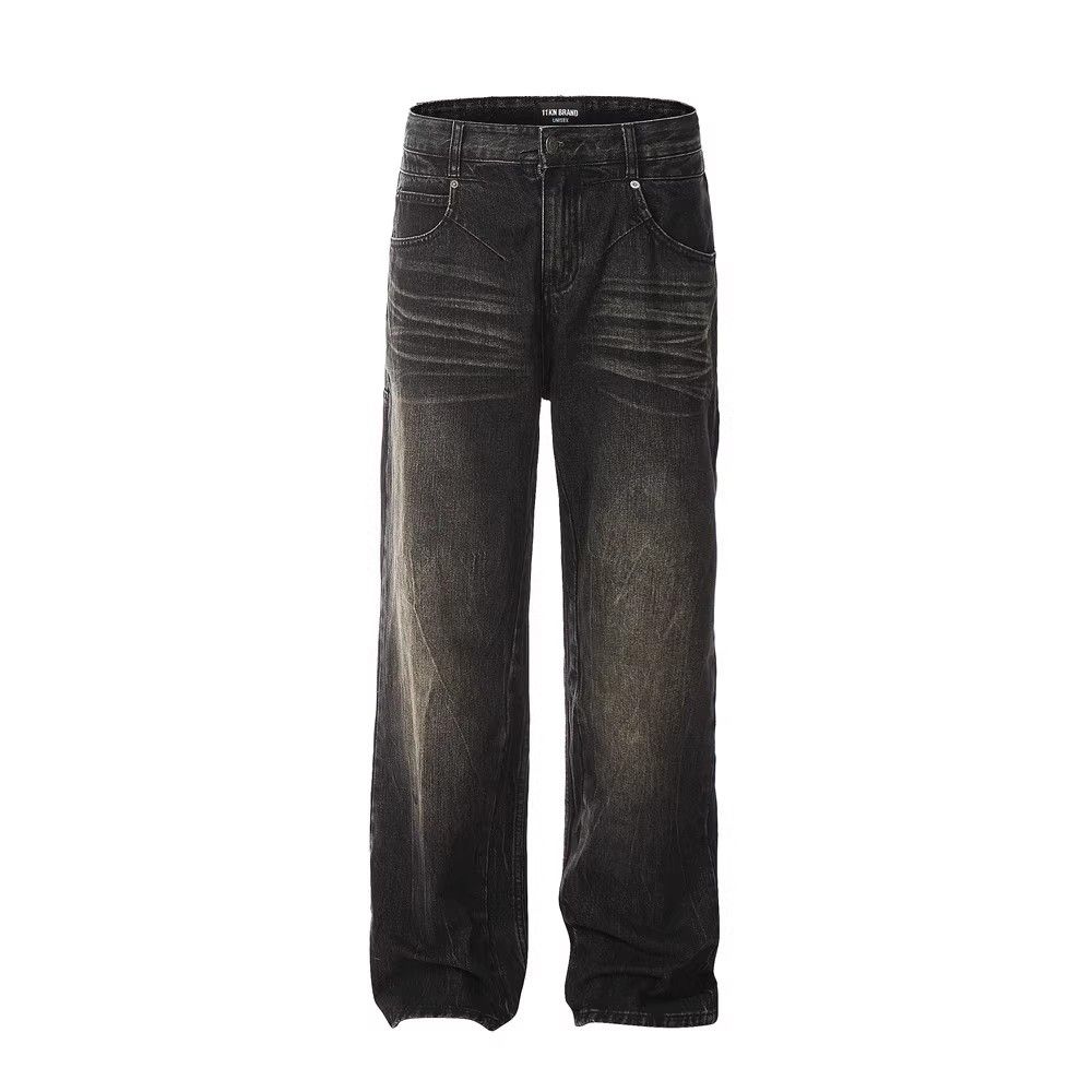 Japanese Brand × Jean Washed and distressed loose American retro casual jeans Size US 32 / EU 48 - 1 Thumbnail