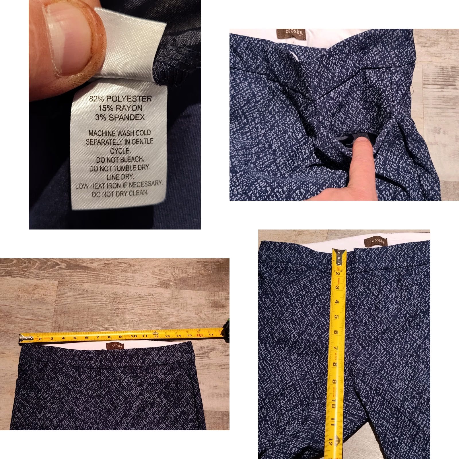 Vintage Crosby Pants Womens 4 Blue/Gray Stretch Flat Front Chino Dress Slacks 30x28 Size 27" / US 4 / IT 40 - 8 Thumbnail