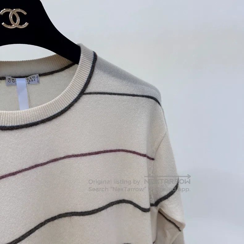 Brunello Cucinelli Brunello Cucinelli Striped Crew Neck Knit Sweater Size XS / US 0-2 / IT 36-38 - 3 Thumbnail
