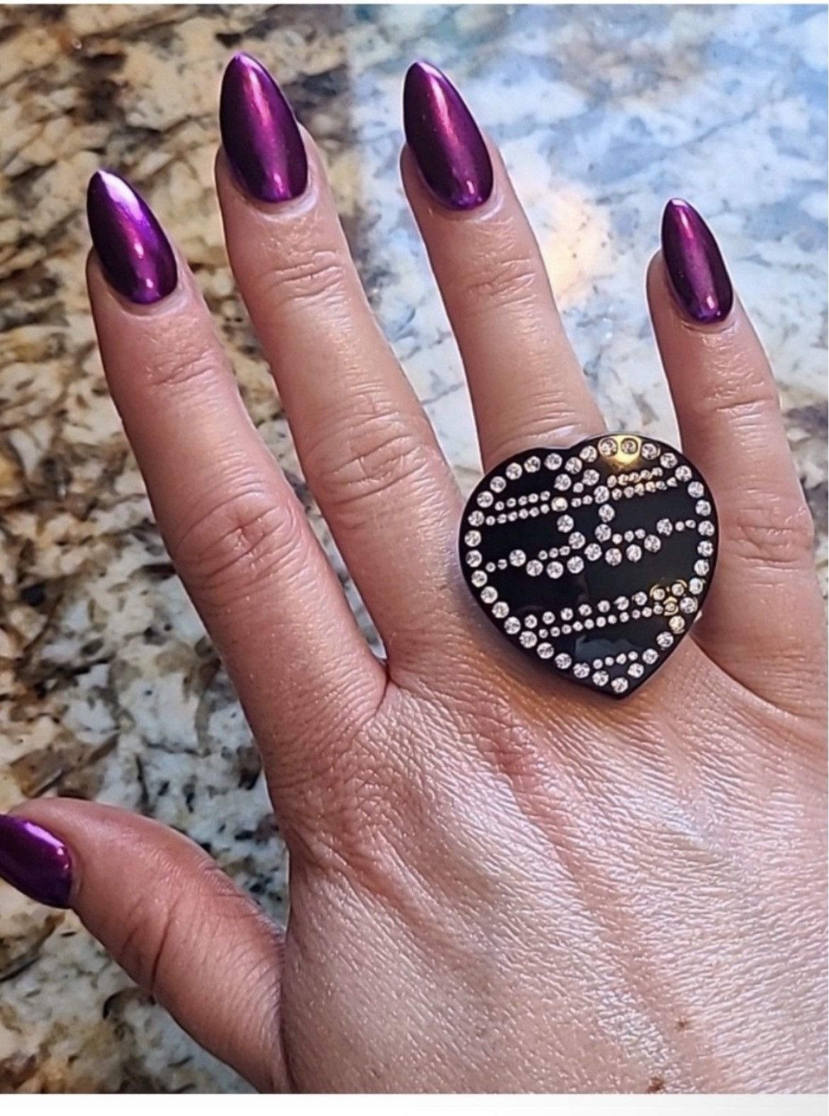 Chanel Authentic CHANEL Rare Vintage CC 09 Large Heart Crystal Ring Size ONE SIZE - 7 Thumbnail