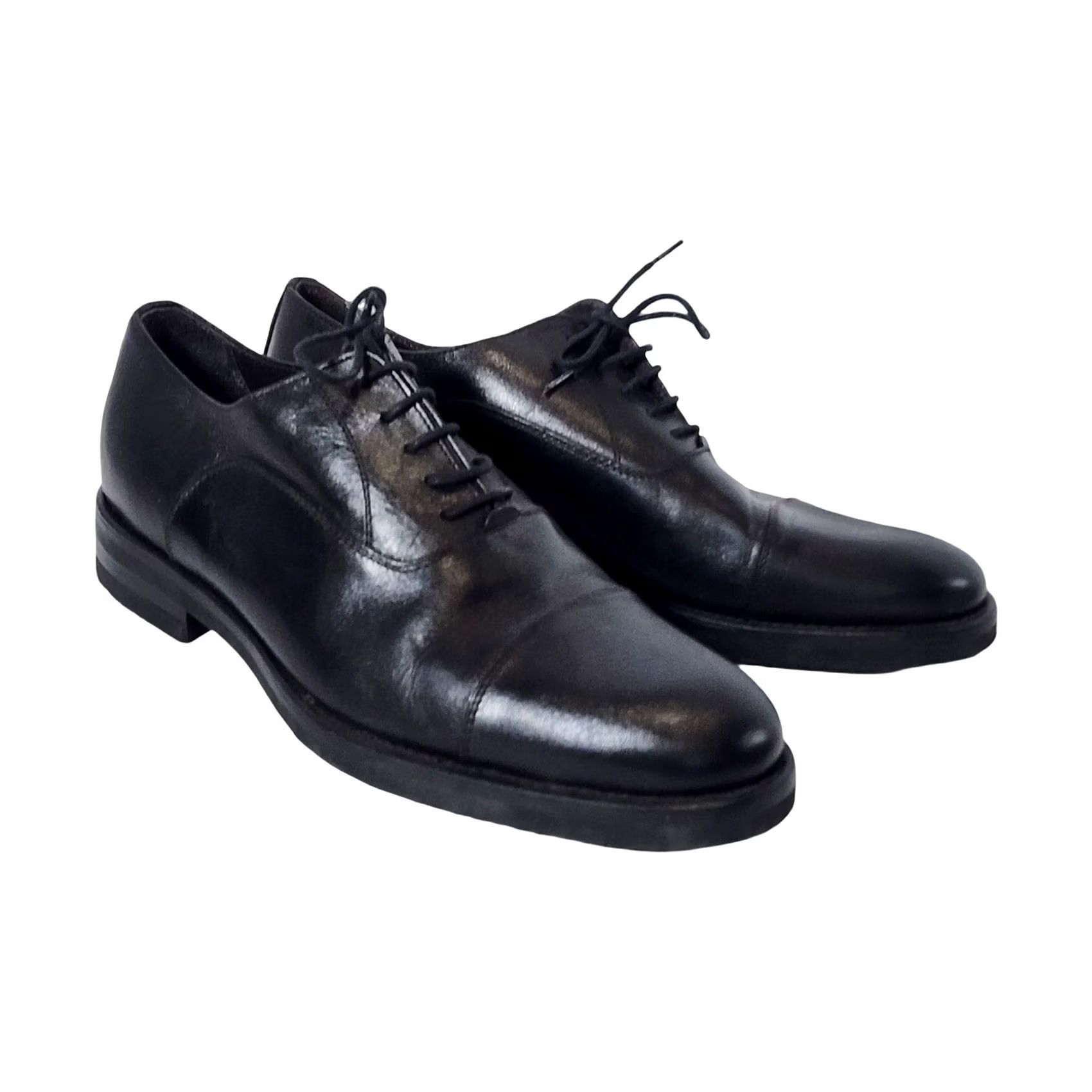 Martin Dingman Italy Black Leather  Oxford Cap Toe Shoes Mens 8.5 D Vibram Martin Dingman Black Leather Cap Toe Oxford Dress Shoes Mens  main image 3