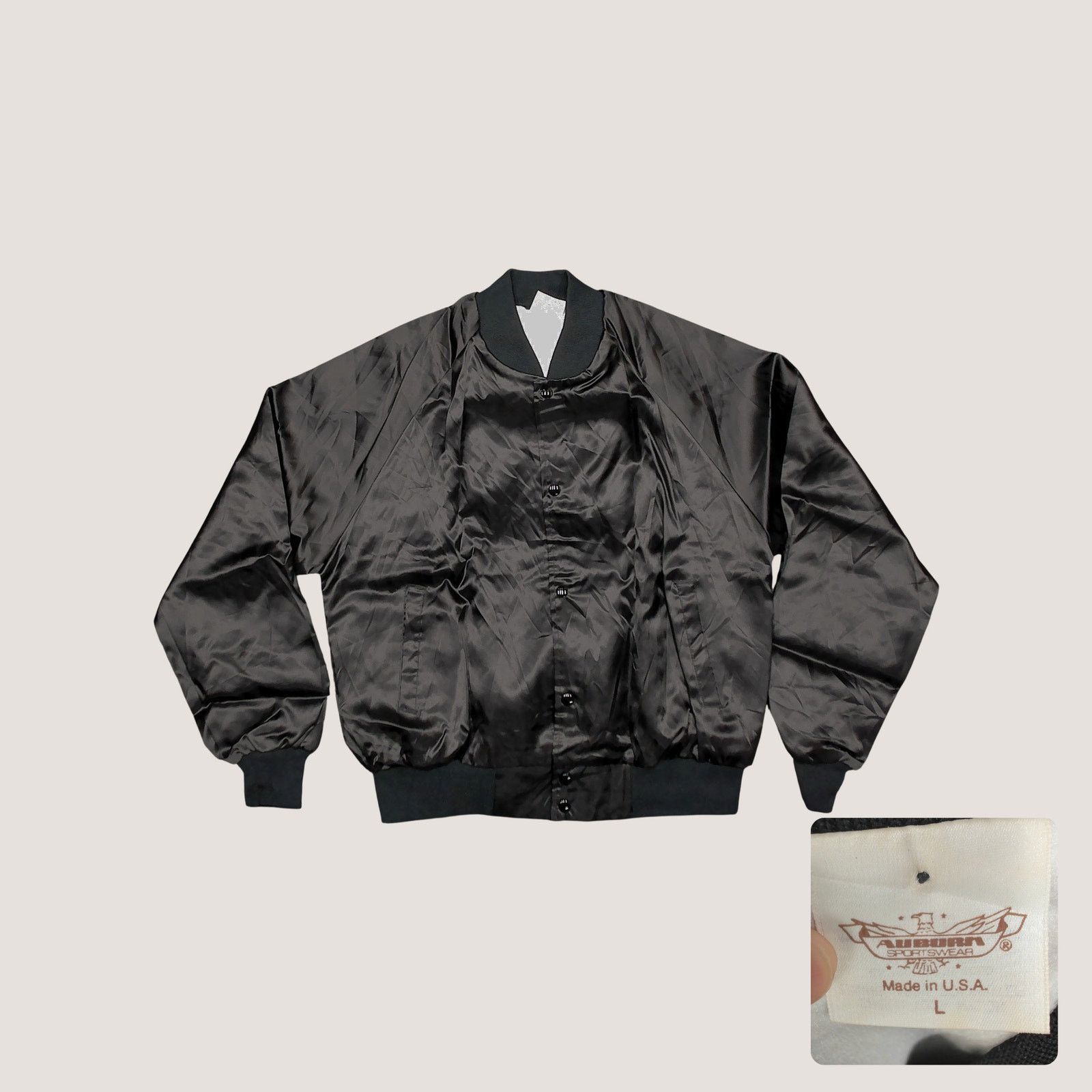 Auburn Sportswear Auburn Sportswear Vintage 90s Boxy Black Satin Bomber Jacket Size US XL / EU 56 / 4 - 1 Thumbnail