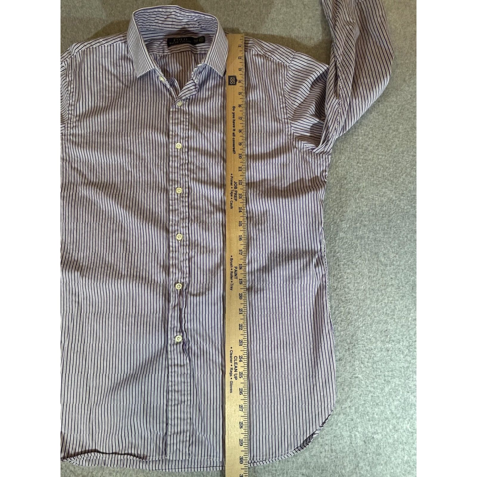 Polo Ralph Lauren Ralph Lauren Shirt Mens 15.5 Purple Stripe Button Polo Dress Shirt Size 42R - 5 Thumbnail
