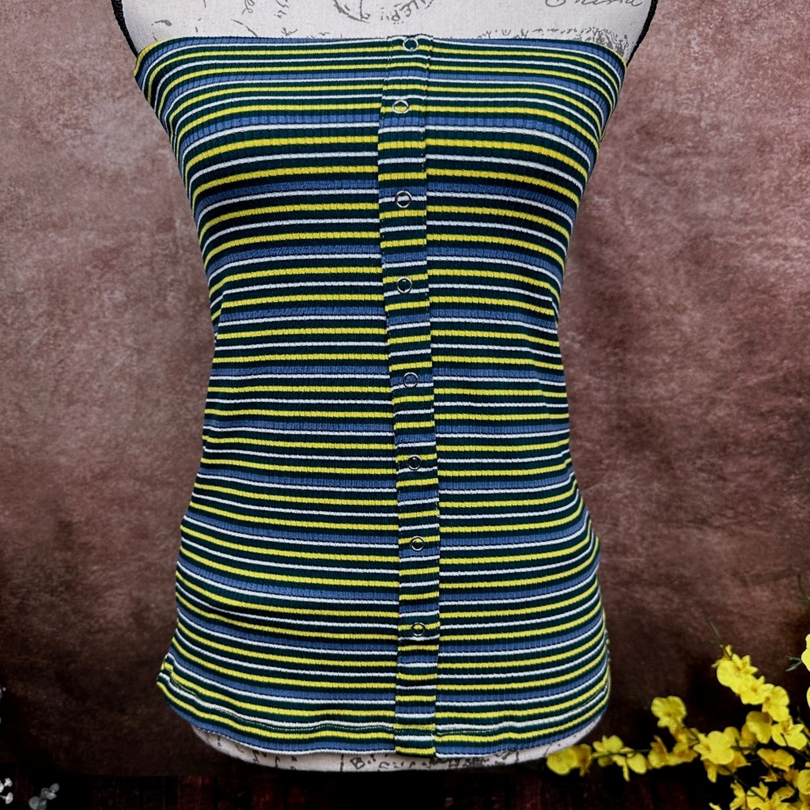 Other Olivaceous Striped Tube Top - Yellow/Green/Blue/White size M Size M / US 6-8 / IT 42-44 - 6 Thumbnail