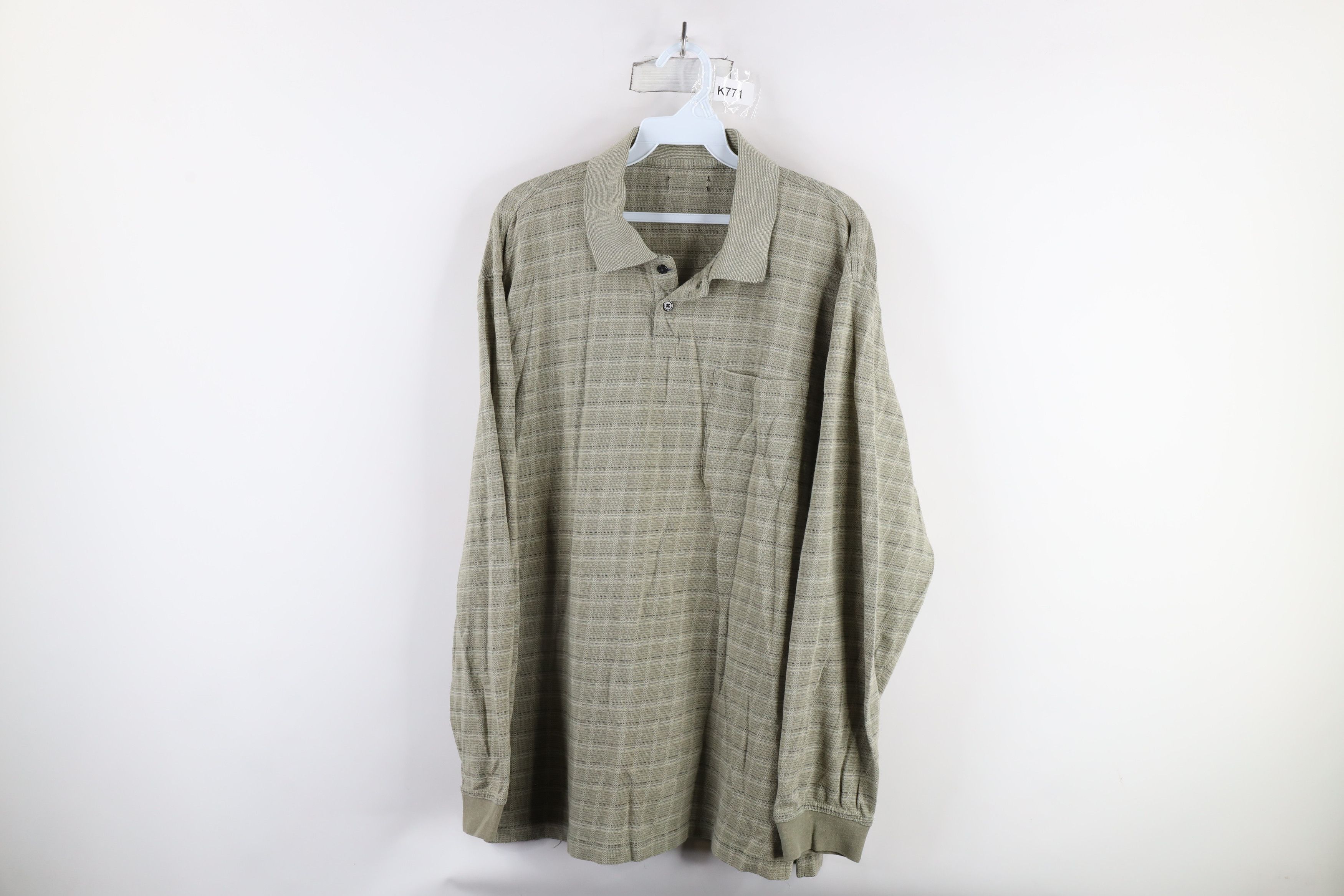 Vintage Vintage 90s Streetwear Checkered Knit Long Sleeve Polo Shirt Size US XL / EU 56 / 4 - 1 Thumbnail