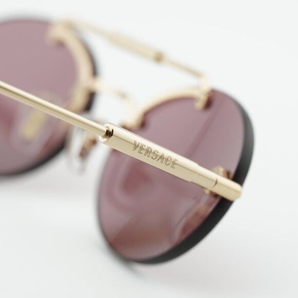 Versace Versace VE2295 1252/1A Sunglasses Gold Oval Frame Size ONE SIZE - 3 Thumbnail