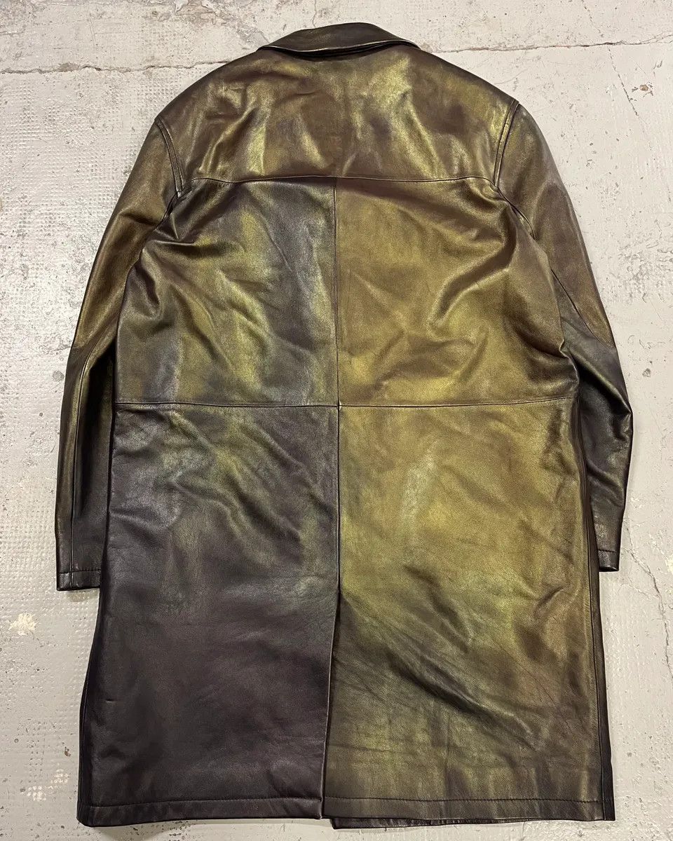 Versace 1990s Versace Brown Metallic Gold Leather Coat Size US M / EU 48-50 / 2 - 7 Thumbnail