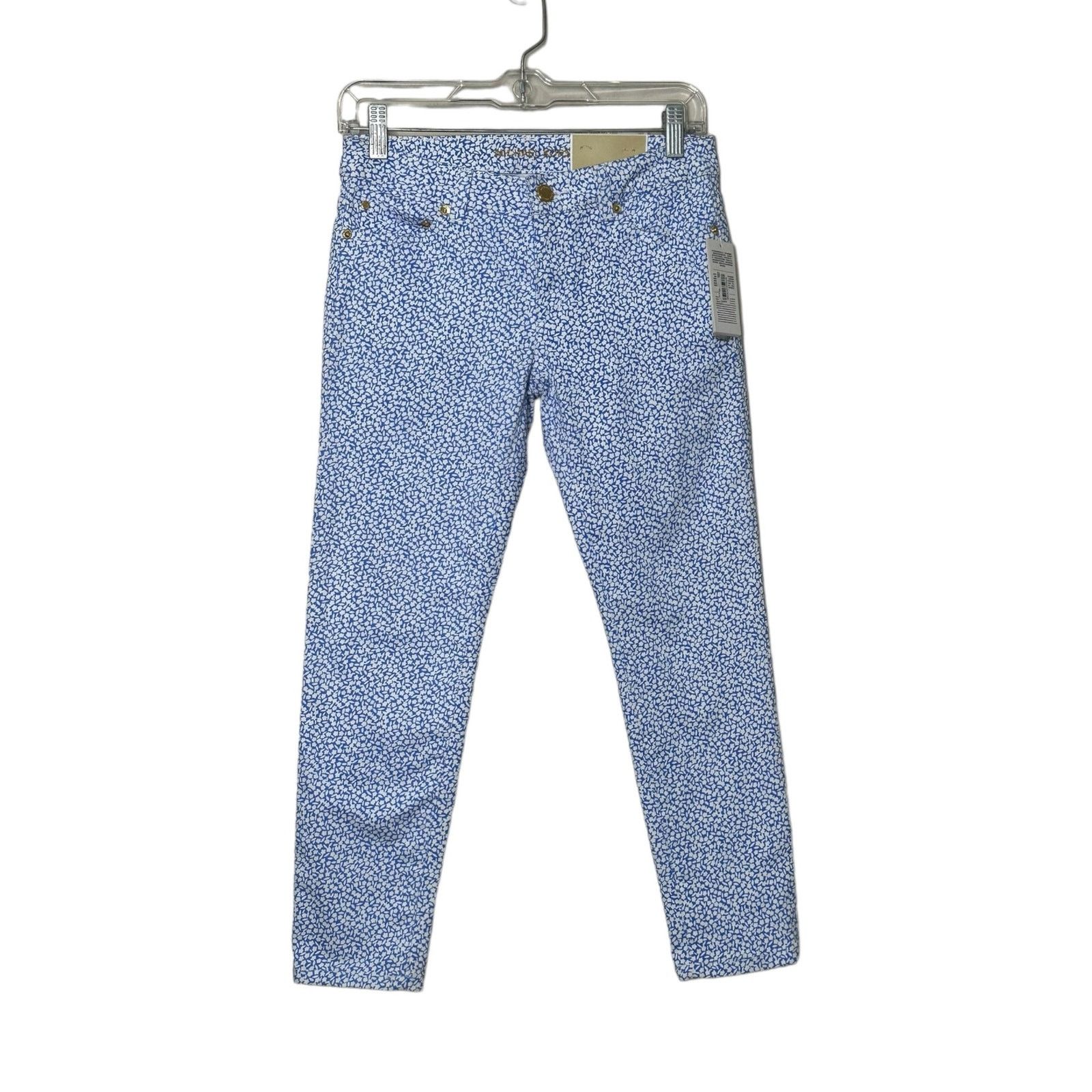 Michael Kors Michael Kors blue floral Izzy cropped skinny jeans size 0P Size 25" / US 0 / IT 36 - 9 Thumbnail
