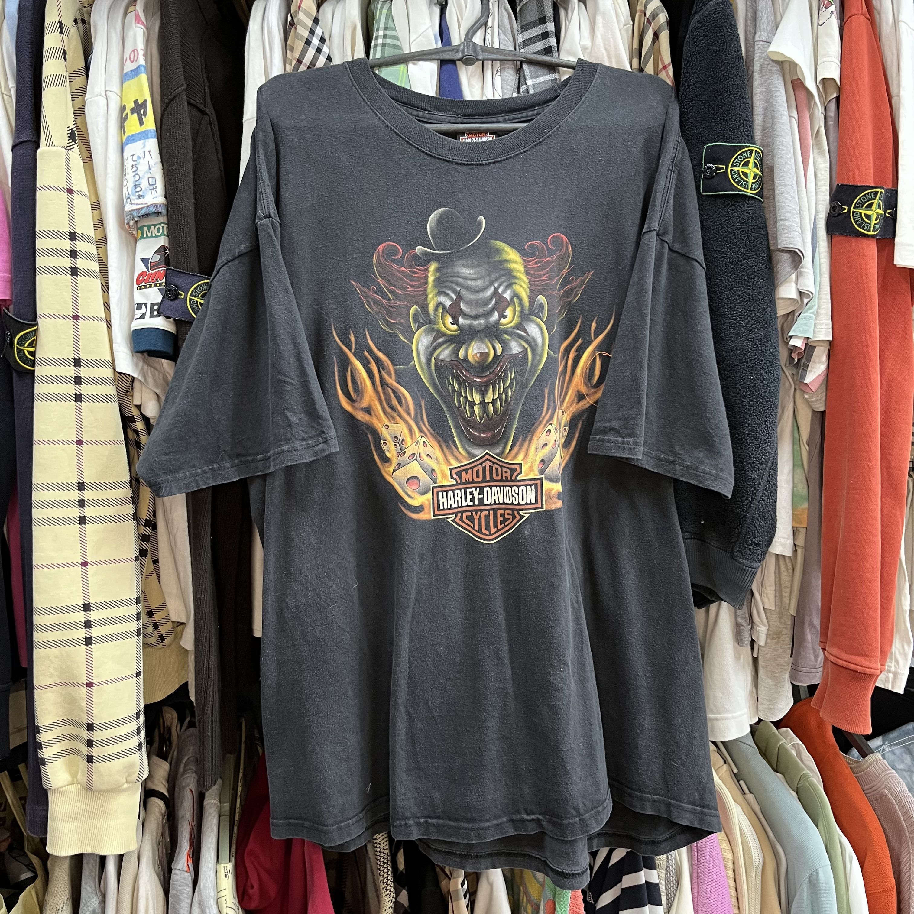 Harley Davidson HARLEY DAVIDSON ARCHIVE SCARY CLOWN TEE 1990s - № 56 Size US XL / EU 56 / 4 - 7 Thumbnail