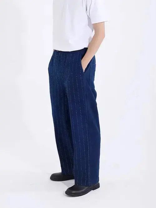 High Sport × Japanese Brand Japanese Blue Indigo Dye Striped Sashiko Pants Size US 32 / EU 48 - 1 Thumbnail