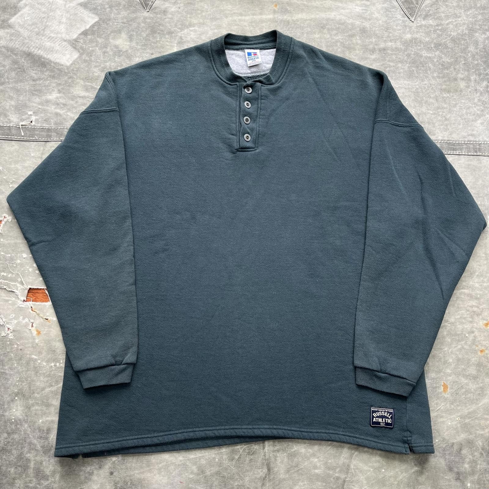 Russell Athletic × Vintage Vintage 90s Russell Athletic Forest Green Blank Sweatshirt Size US XXL / EU 58 / 5 - 1 Thumbnail