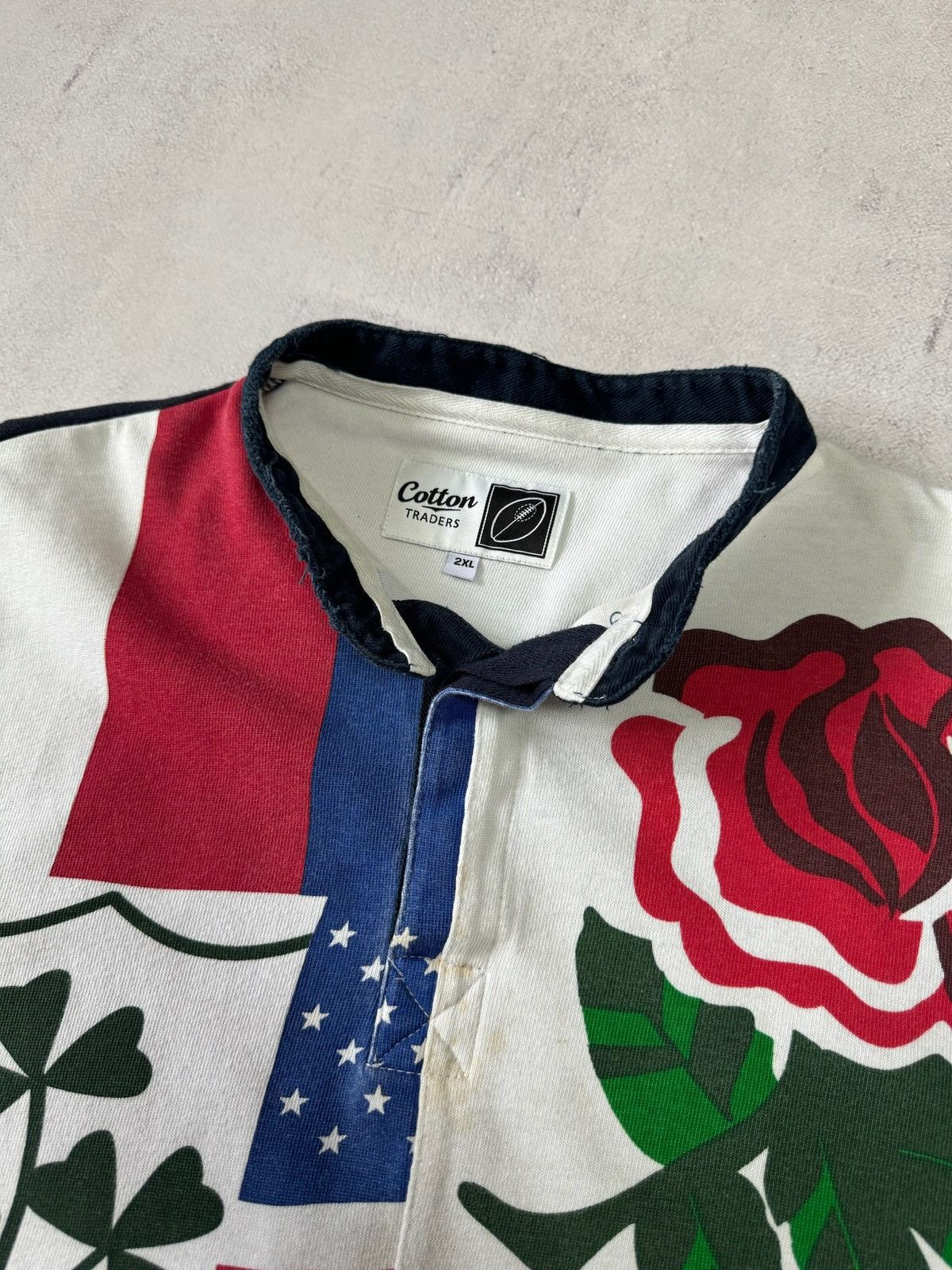 Cotton Traders × Vintage Cotton Traders Multi Flag Rugby Polo Shirt World Cup England Size US XXL / EU 58 / 5 - 6 Thumbnail
