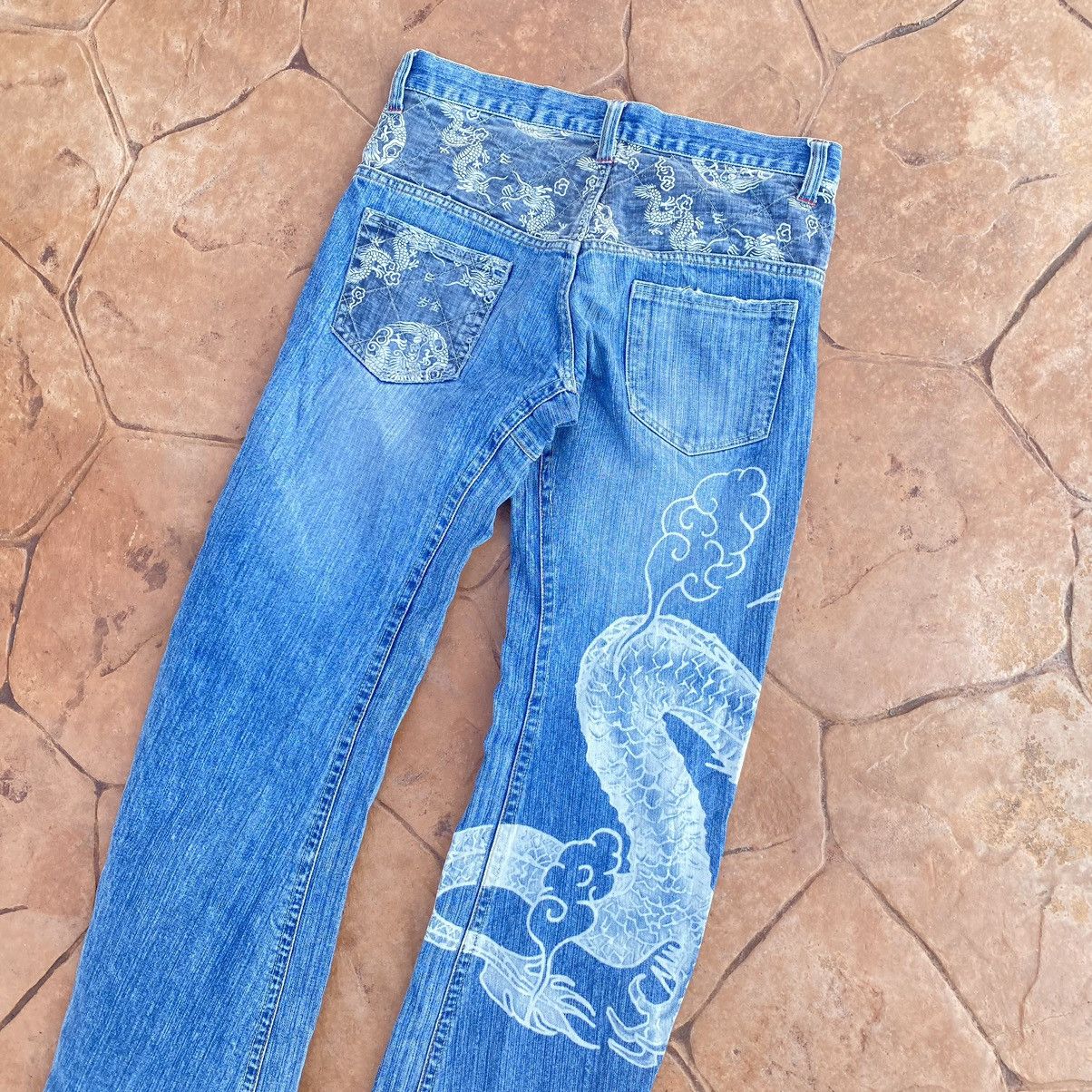 Japanese Brand Thrashed Vintage Dragon Boro Indigo ERD GRUNGE YOHJI JEANS Size US 33 - 3 Thumbnail