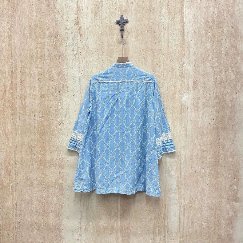 Gucci Gucci Light blue embroidered full-print long-sleeved dress Size S / US 4 / IT 40 - 2 Thumbnail