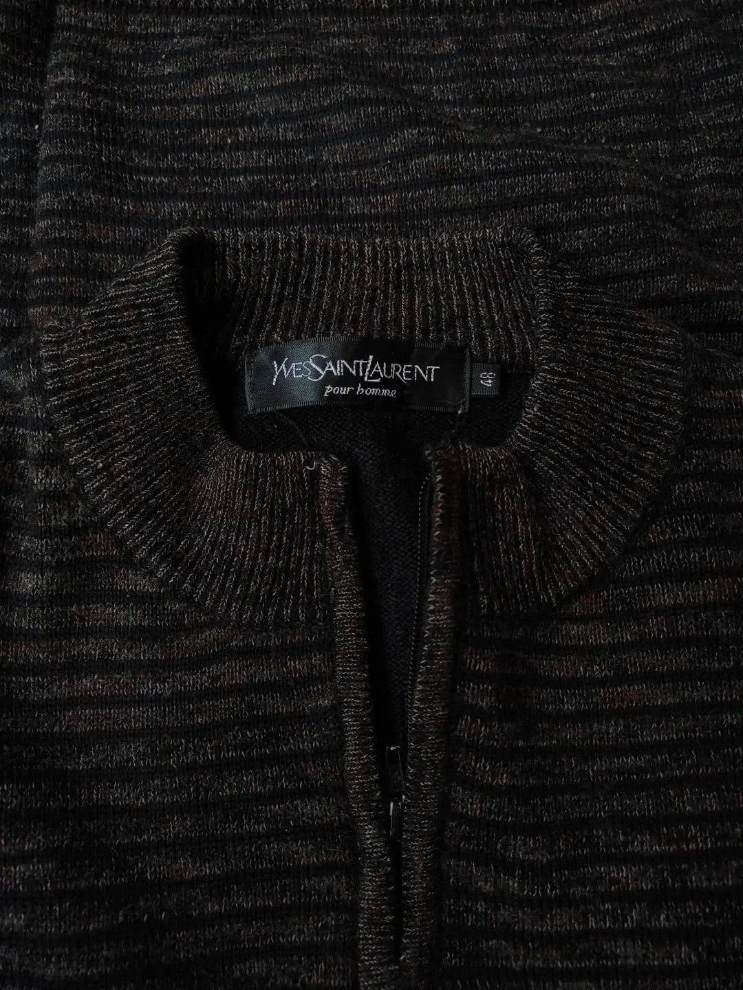 Yves Saint Laurent Vintage Grey YSL Sweater Knit 1/4 Quarter Zip Size US L / EU 52-54 / 3 - 2 Thumbnail
