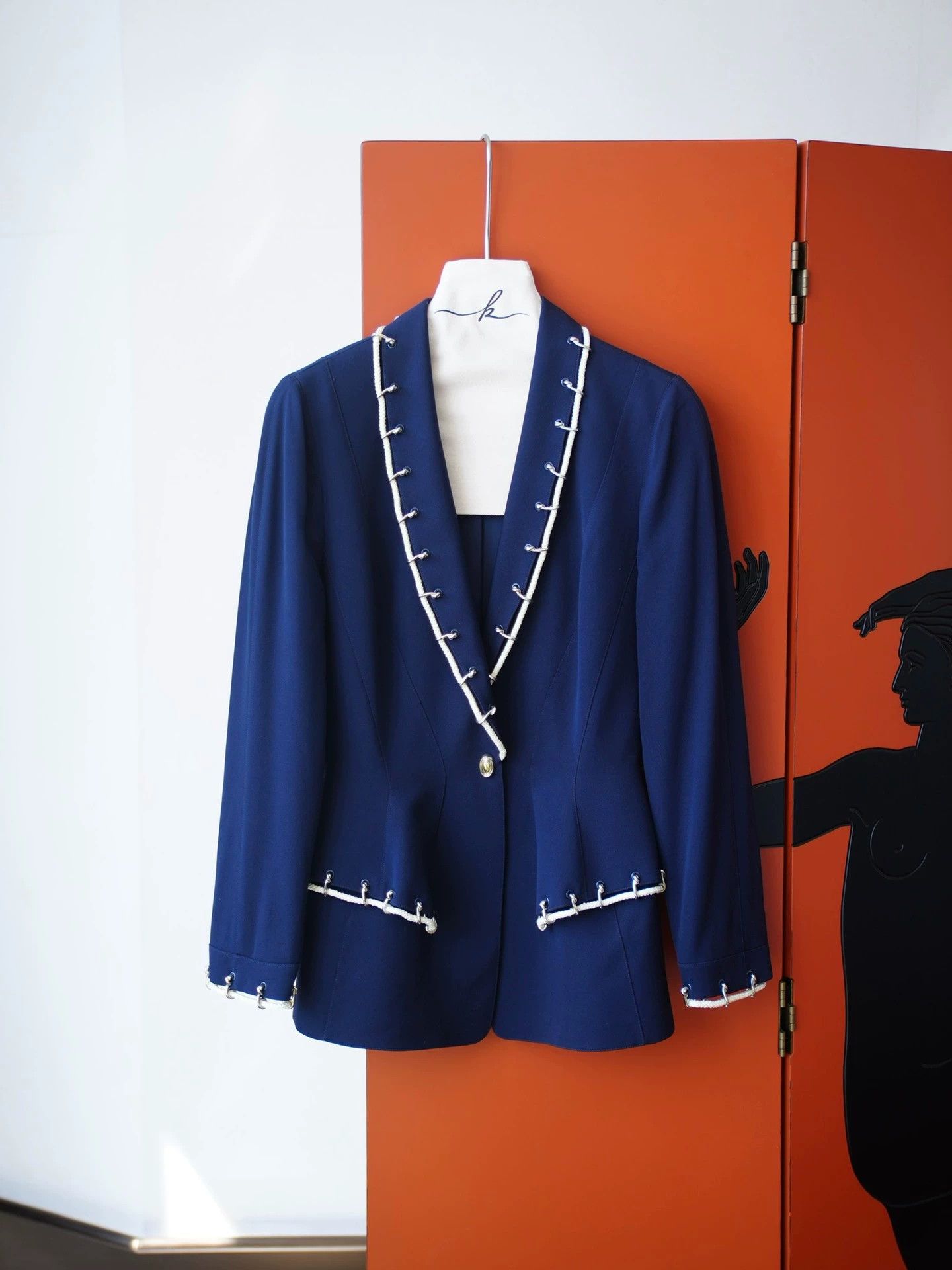 Thierry Mugler Thierry Mugler Vtg Navy Rope-Metal Trim Waist Suit 38 Size XS / US 0-2 / IT 36-38 - 2 Thumbnail