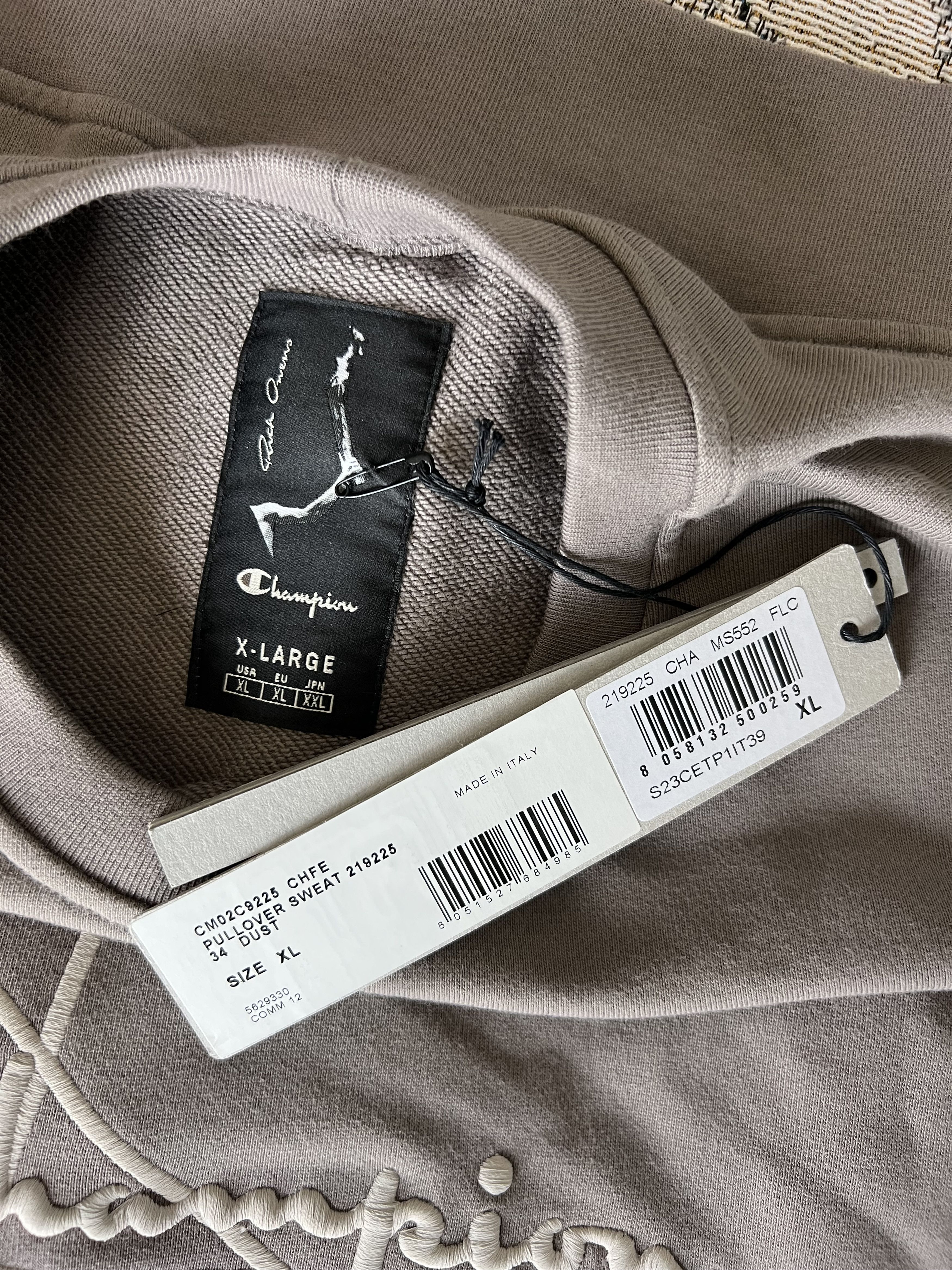 Champion × Rick Owens Rick Owens Champion Pullover Sweatshirt in Dust Size US XL / EU 56 / 4 - 6 Thumbnail