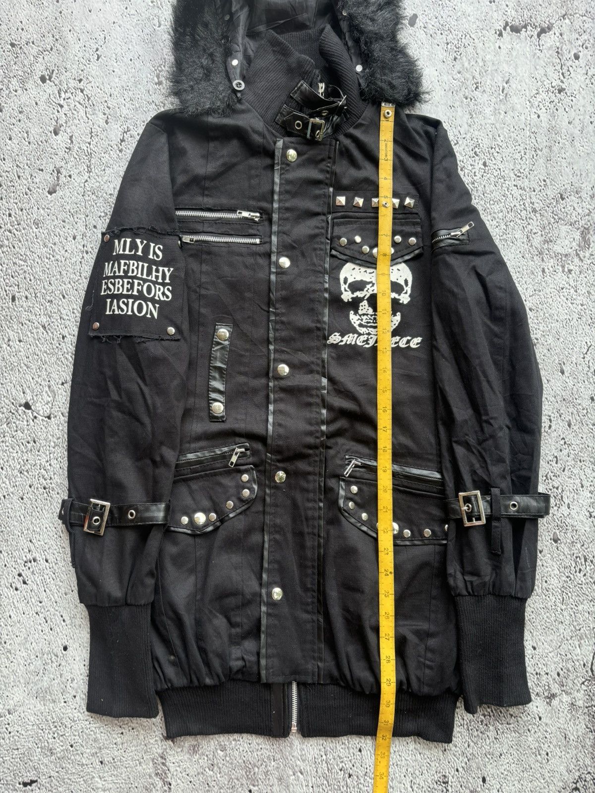 Le Grande Bleu (L.G.B.) Addictrap studded skull LGB punk style fur jacket Size US L / EU 52-54 / 3 - 12 Thumbnail