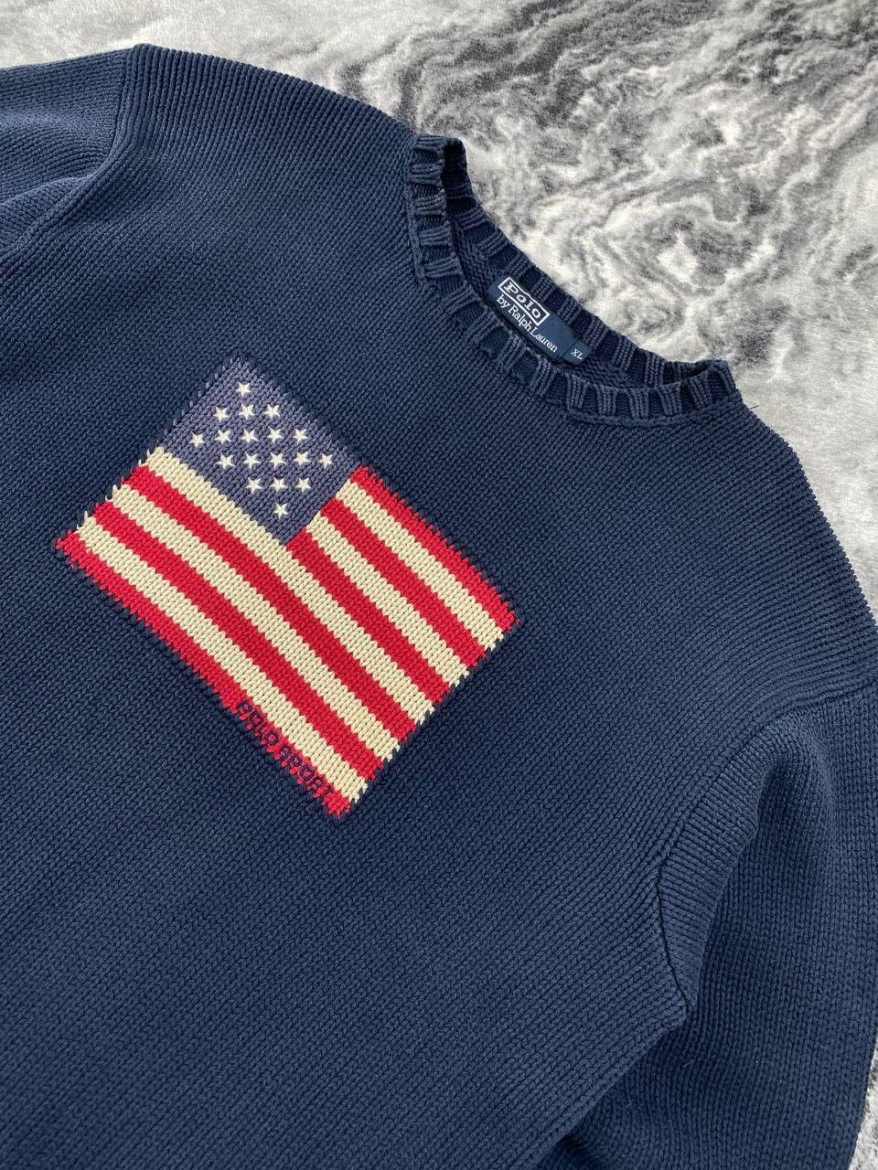 Polo Ralph Lauren Vintage Polo Ralph Lauren USA Flag Knit Sweater Wool 90s Size US XL / EU 56 / 4 - 3 Thumbnail