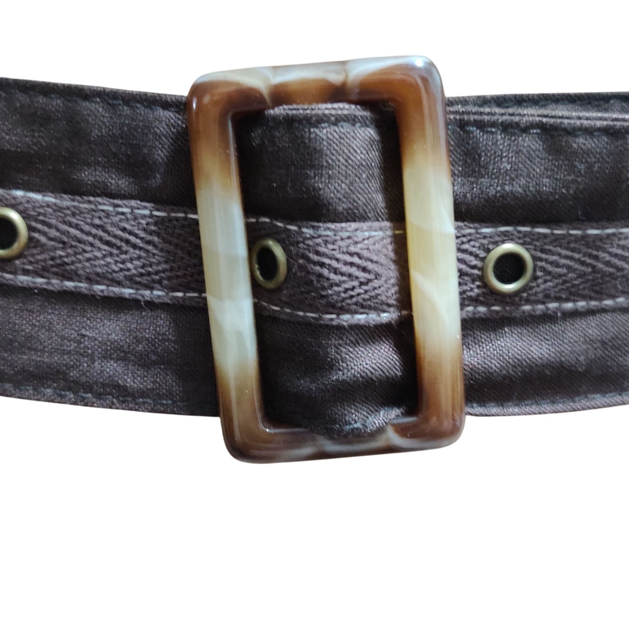 Other Womens Brown Eyelet Belt Marbled Buckle Y2K Grunge Bohocore Size ONE SIZE - 6 Thumbnail