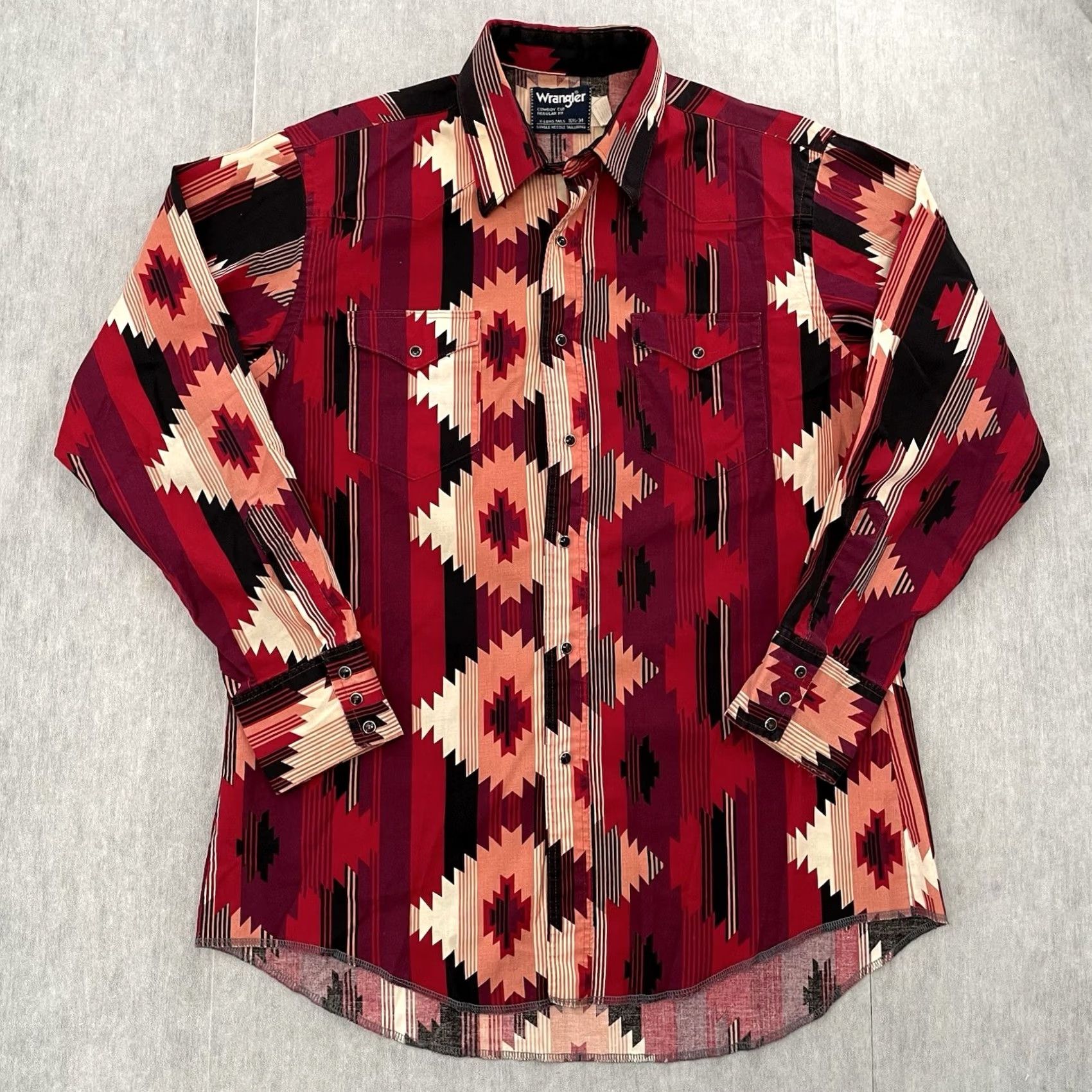 Wrangler VINTAGE Wrangler Shirt Mens Large Cowboy Cut X-Long Tails Button Up Western 16.5 Size US L / EU 52-54 / 3 - 2 Thumbnail