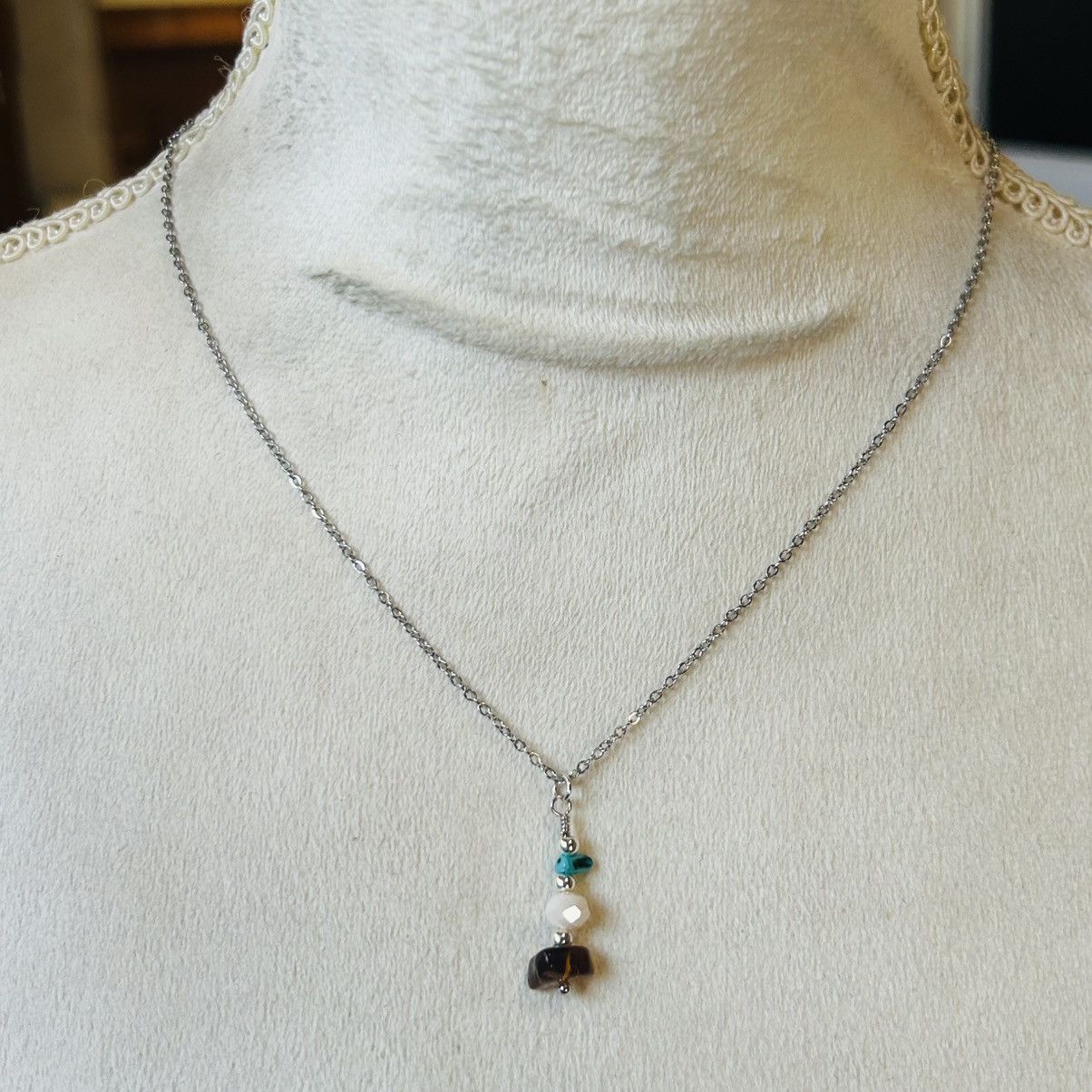 Handmade Handcrafted tigers eye turquoise opalescent crystal set Size ONE SIZE - 5 Thumbnail