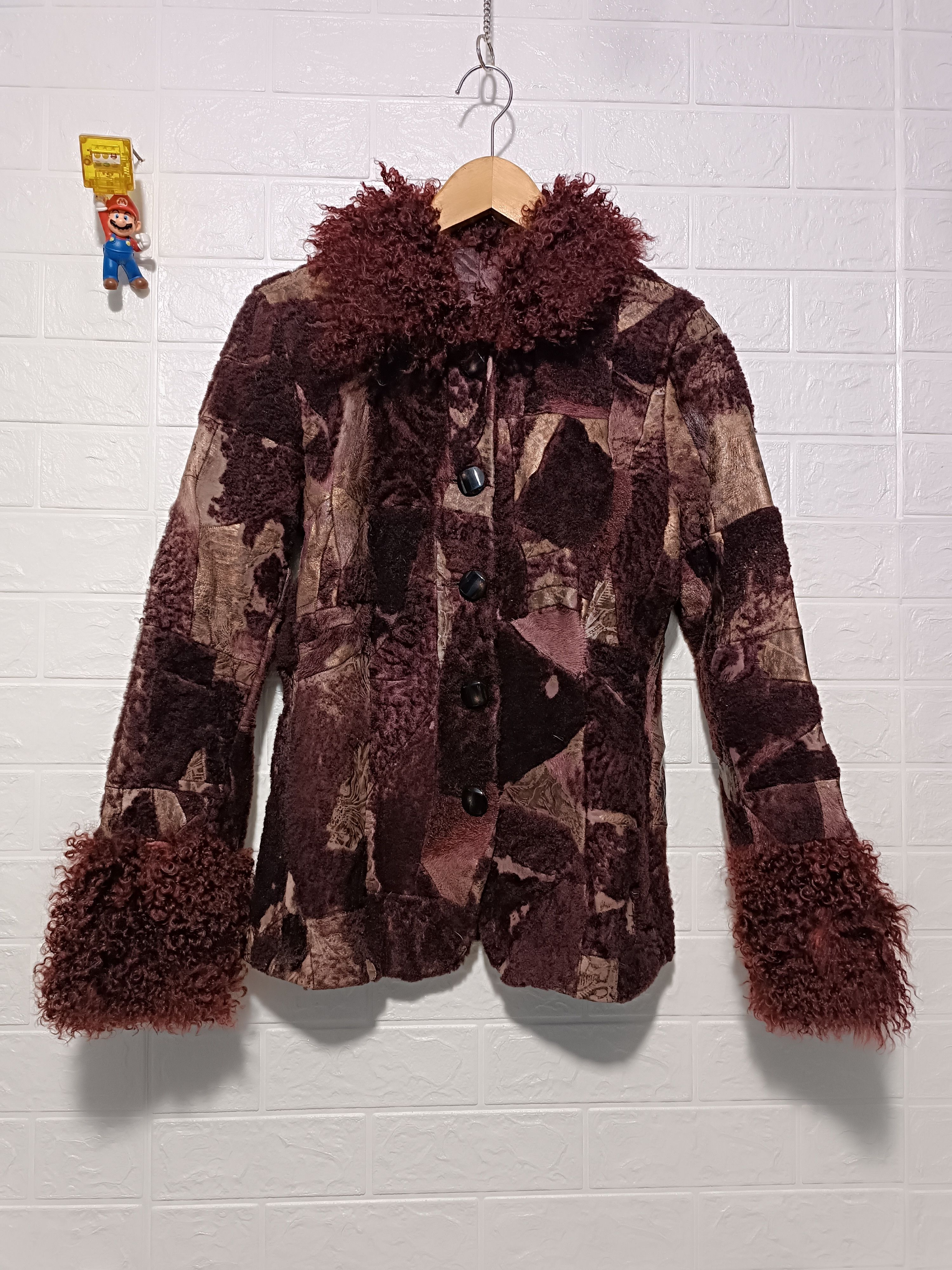 Other Extra Fine Leather Jacket Fur Mix Pabric Coats Red Purple Size ONE SIZE - 1 Thumbnail