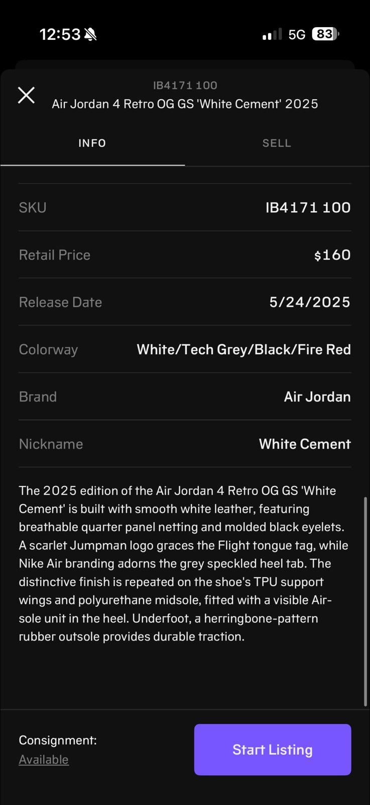 Jordan Brand Jordan 4 white cement Size US 6 / EU 39 - 9 Thumbnail