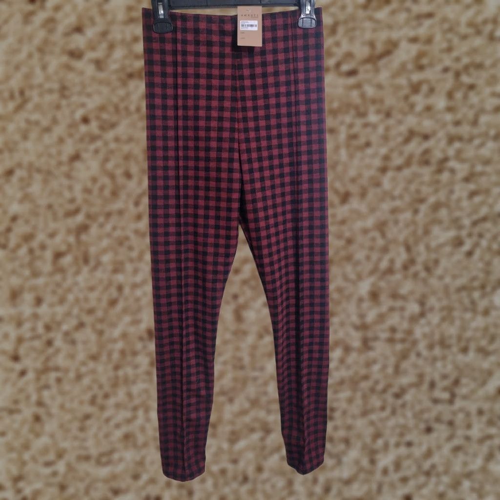 Vintage Amante Clothing Pants Leggings Women S Red Black Plaid Tartan Stretch New Size 28" / US 6 / IT 42 - 1 Thumbnail