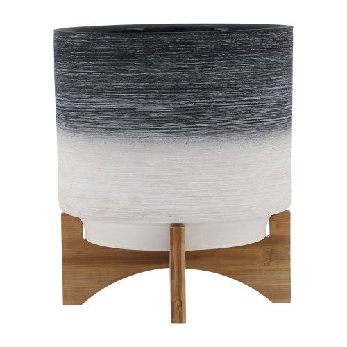 Designer × Homemade CERAMIC 10" PLANTER ON WOODEN STAND, GRAY Size US L / EU 52-54 / 3 - 3 Thumbnail