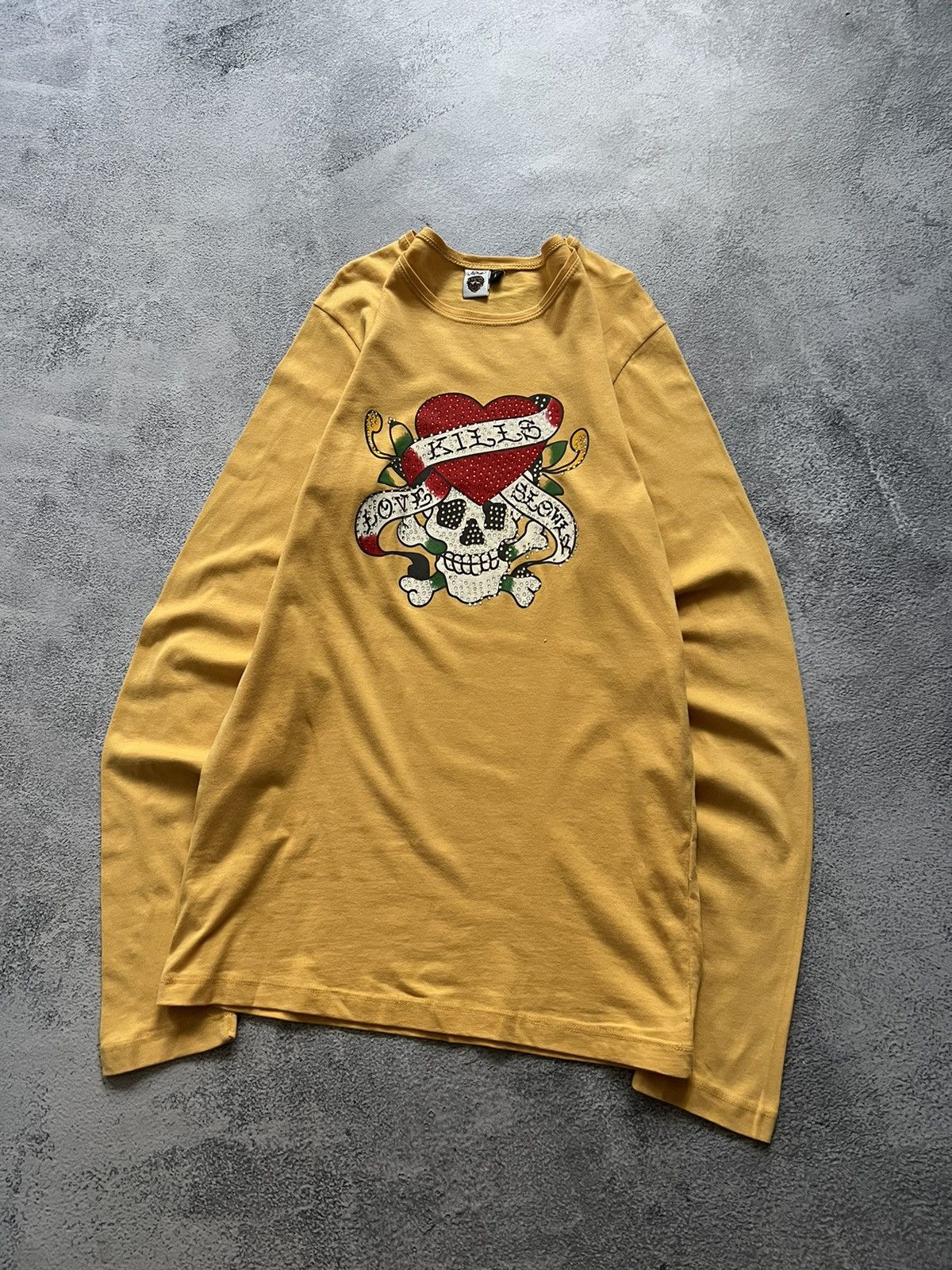 Christian Audigier × Ed Hardy × Vintage Vintage Y2k Skull ☠️❤️‍🩹 Ed Hardy Long Sleeve 00’s Size L / US 10 / IT 46 - 2 Thumbnail