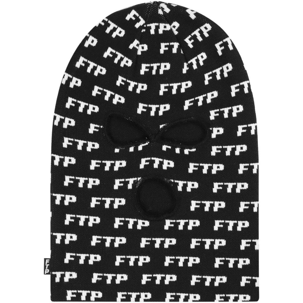 image of Fuck The Population Ftp Allover Logo Ski Mask (Black), Men's