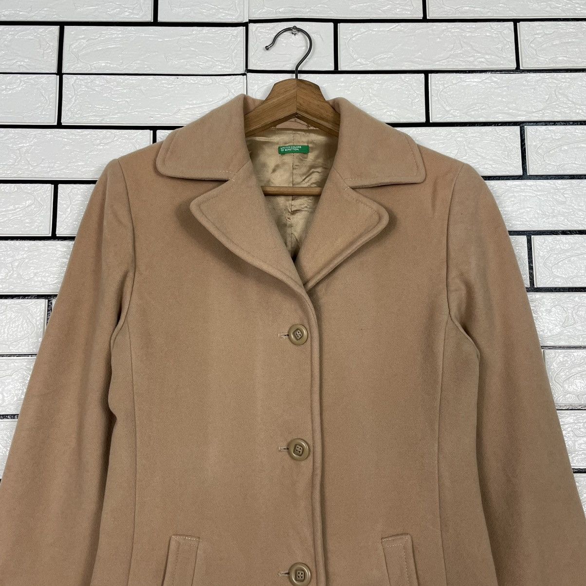 United Colors Of Benetton United Colors Of Benetton Brown Wool Long Coat Size S / US 4 / IT 40 - 2 Thumbnail