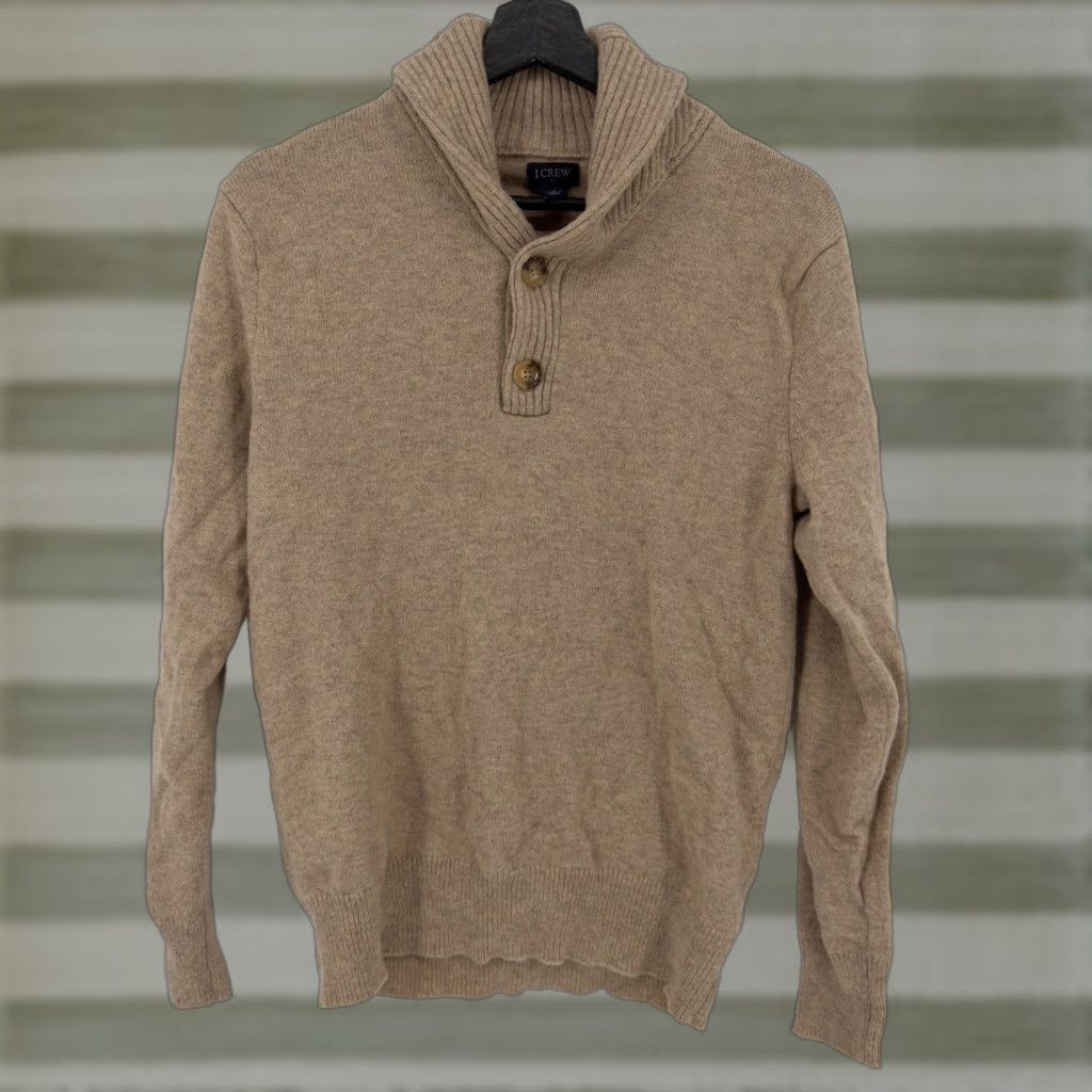 J.Crew VINTAGE? No. J.CREW Shawl Collar Button Neck Sweater Mens Small Camel Brown Wool Blend Shirt Mens Small Camel Brown Wool Blend Size US S / EU 44-46 / 1 - 1 Thumbnail