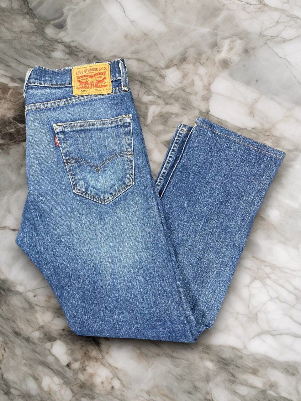 Levi's levis 505 distressed denim nice design Size US 35 - 1 Thumbnail