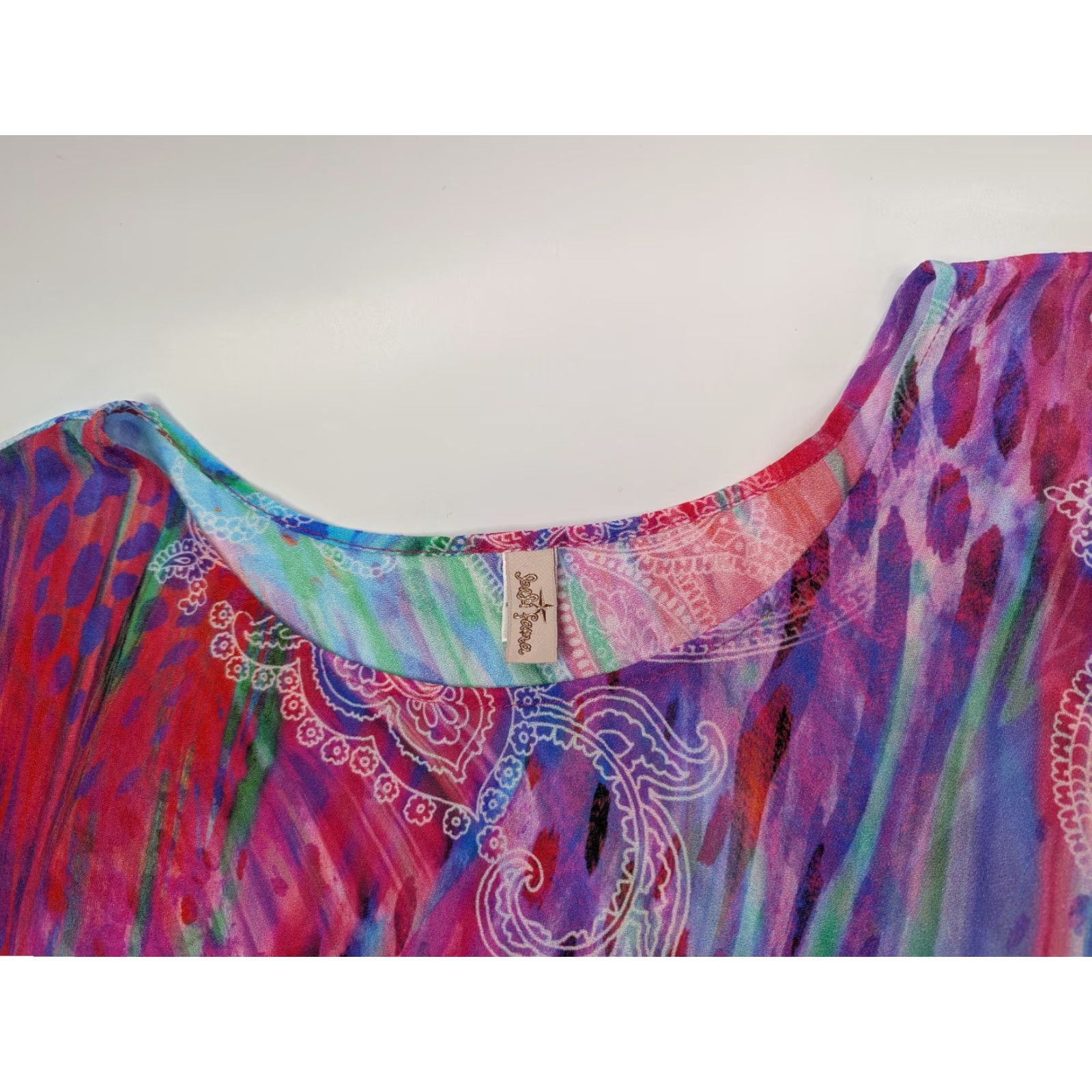 Vintage Luli Fama Cover Up Dress Kimono Boat Neck Shocking Paisley Swim Beach Large Size L / US 10 / IT 46 - 7 Thumbnail
