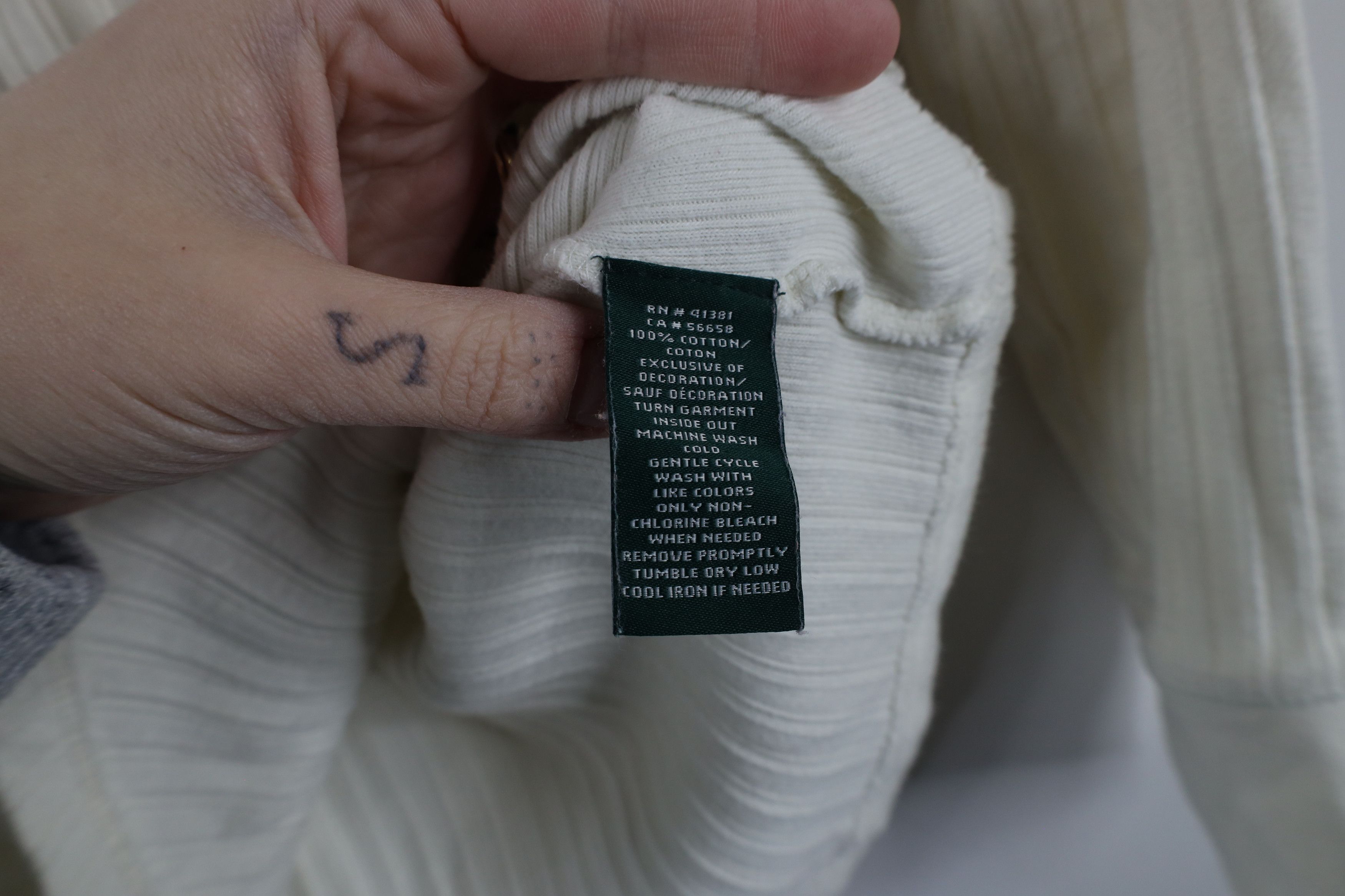 Ralph Lauren × Vintage Vintage 90s Y2K Ralph Lauren Ribbed Knit Fairy T-Shirt Cream Size S / US 4 / IT 40 - 9 Thumbnail