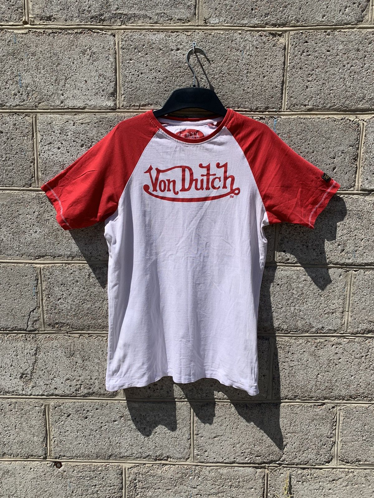 Pre-owned Vintage X Von Dutch Vintage Y2k Von Dutch Big Logo T-shirt In Red/white