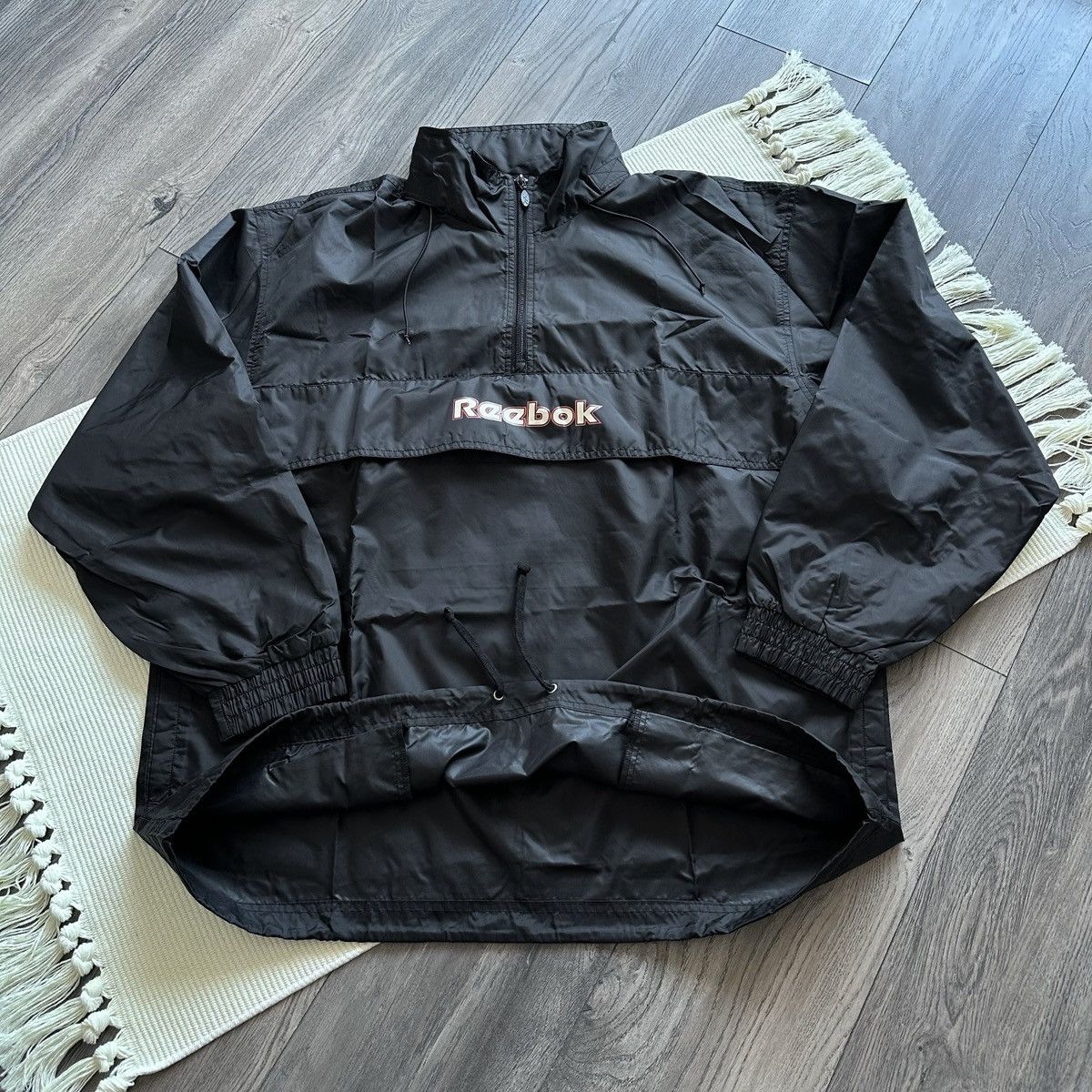 Reebok early 2000s Reebok Anorak Nylon Black Jacket Windbreaker Size US XL / EU 56 / 4 - 2 Thumbnail