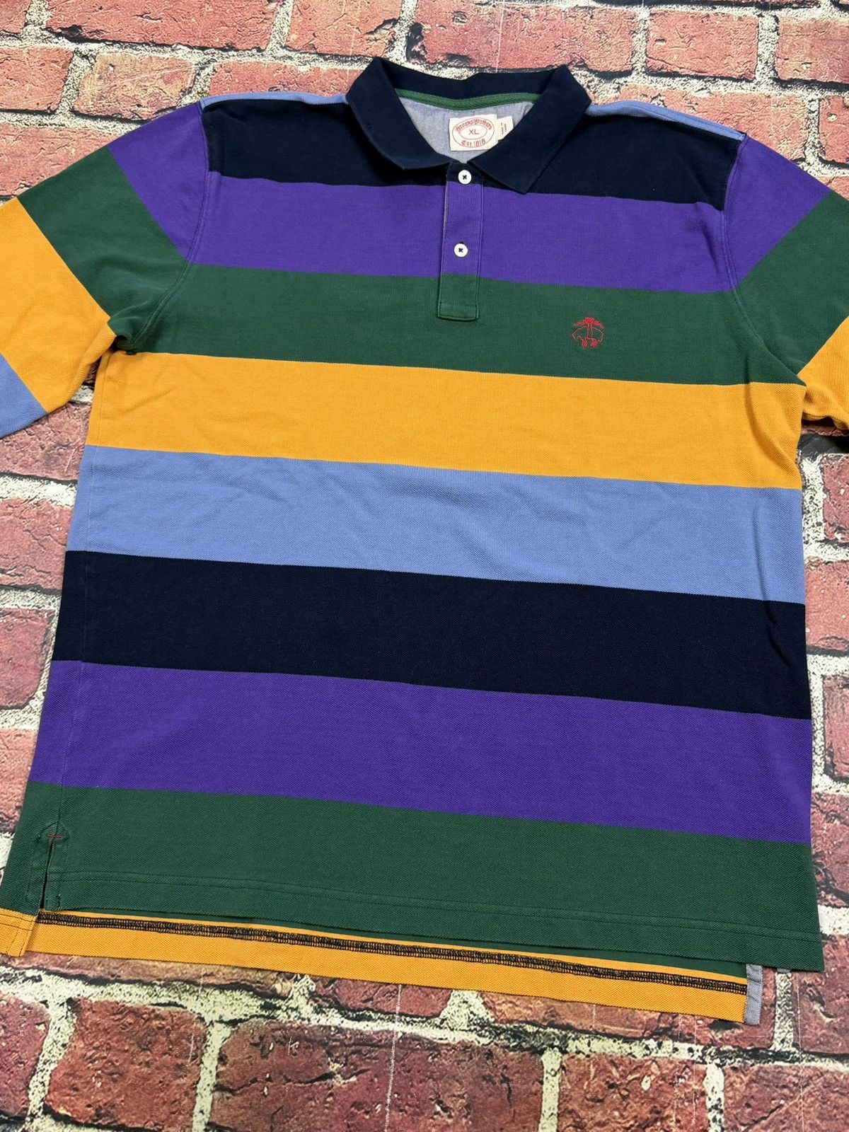 Brooks Brothers Brooks Brothers Long Sleeve Polo Striped Color-Block Rugby Size US XL / EU 56 / 4 - 5 Thumbnail