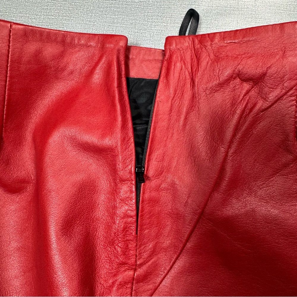 Other NWT New Decrum Real Lambskin Red Leather Skirt Size XL Size 38" / US 16 / IT 52 - 4 Thumbnail