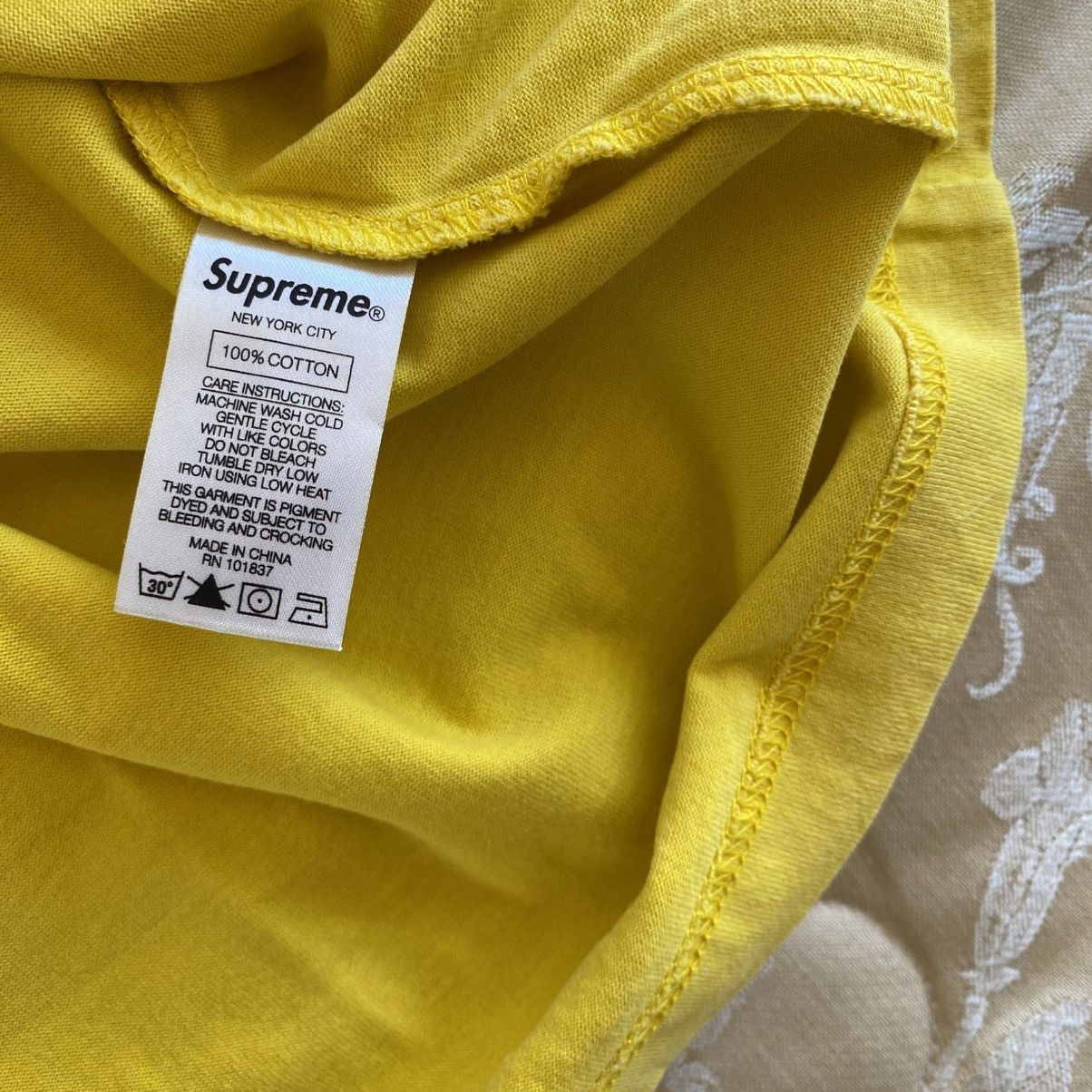 Supreme Supreme Overdyed Pocket Tee Washed Bright Yellow 2018 Size US L / EU 52-54 / 3 - 5 Thumbnail